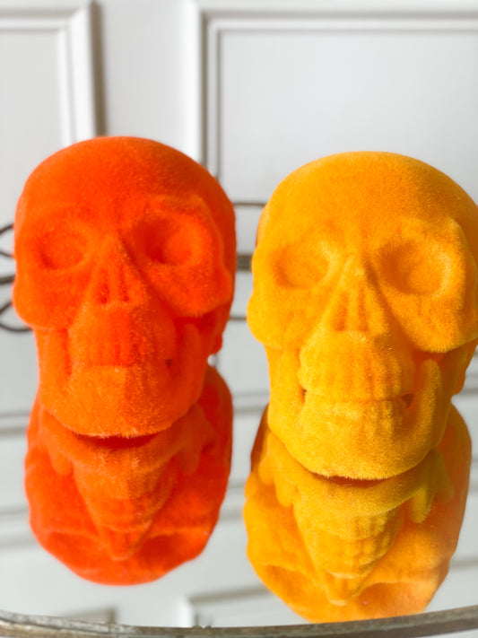 Set Of Two Flocked Skull Yellow-Orange/Orange
