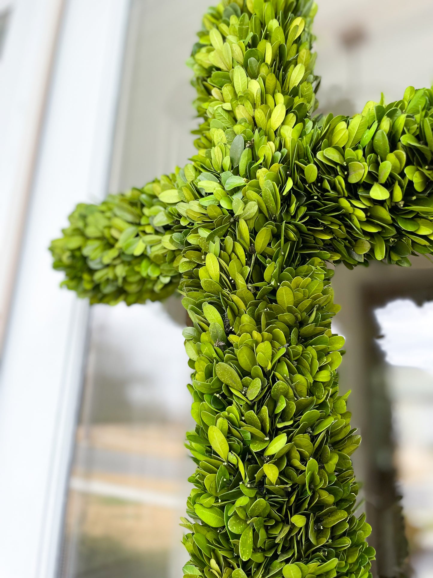 Preserved Boxwood Cross Wreath