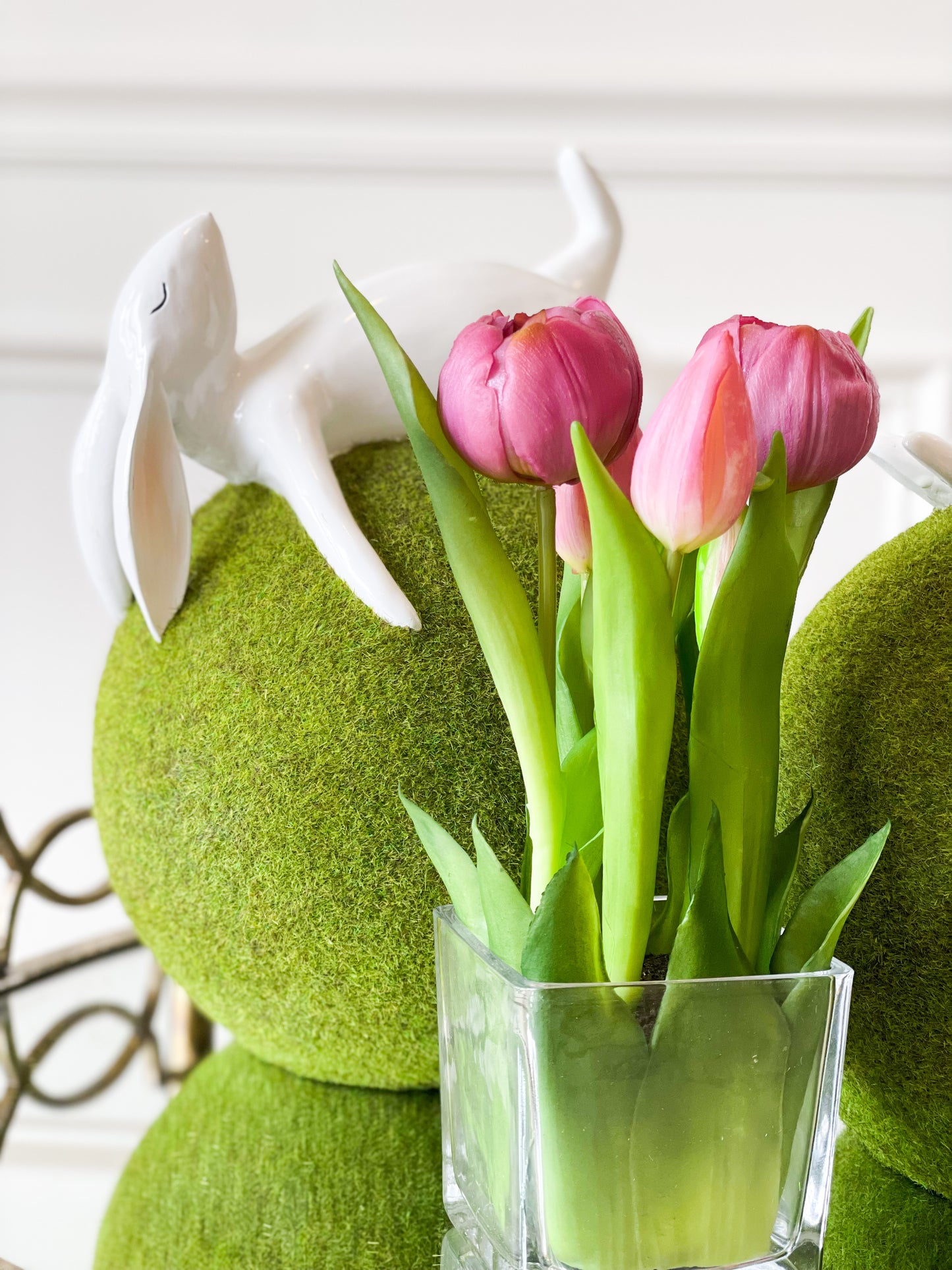 Purple Tulips In A Glass Vase