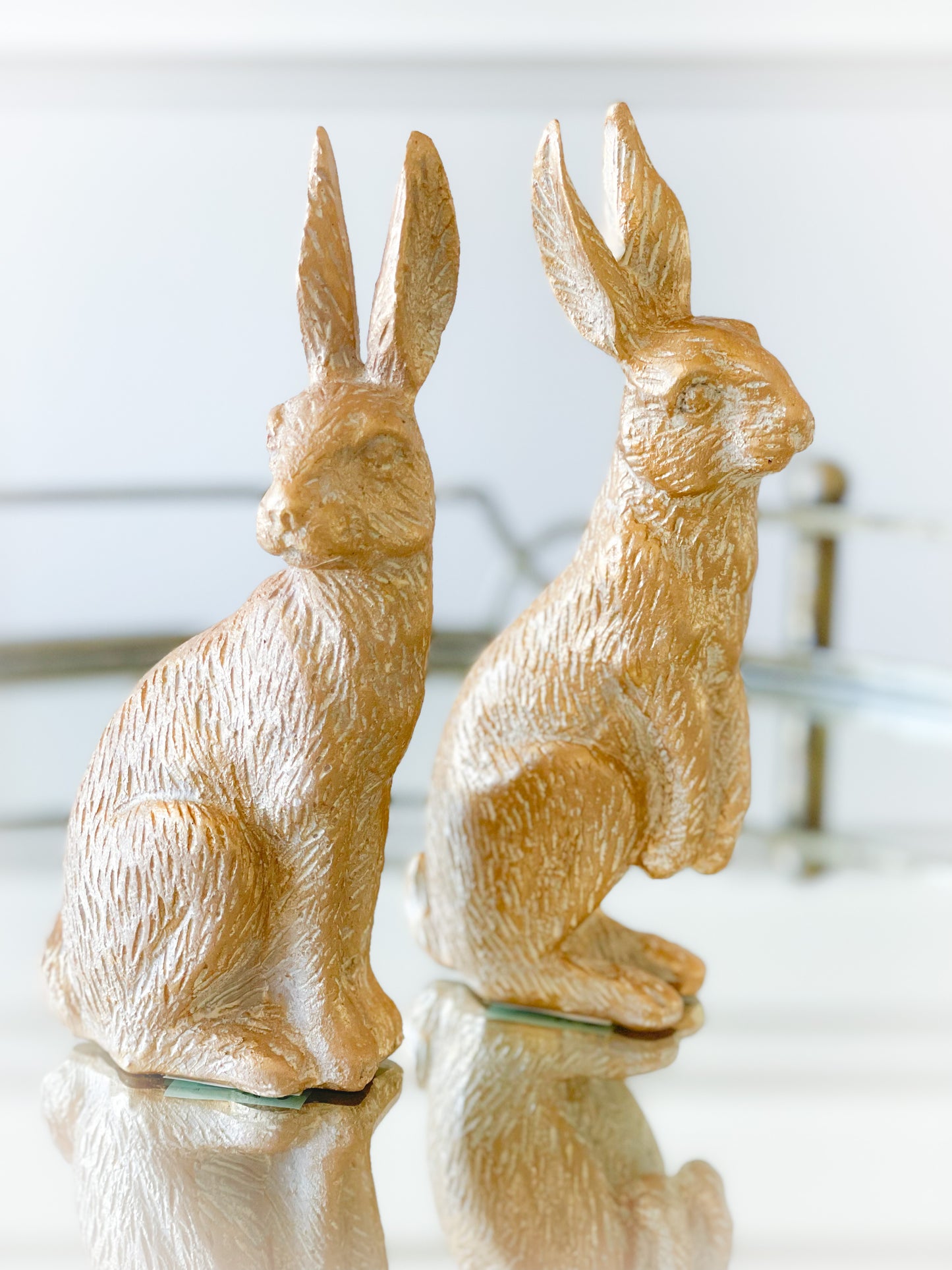 Set Of 2 Gold Bunnies