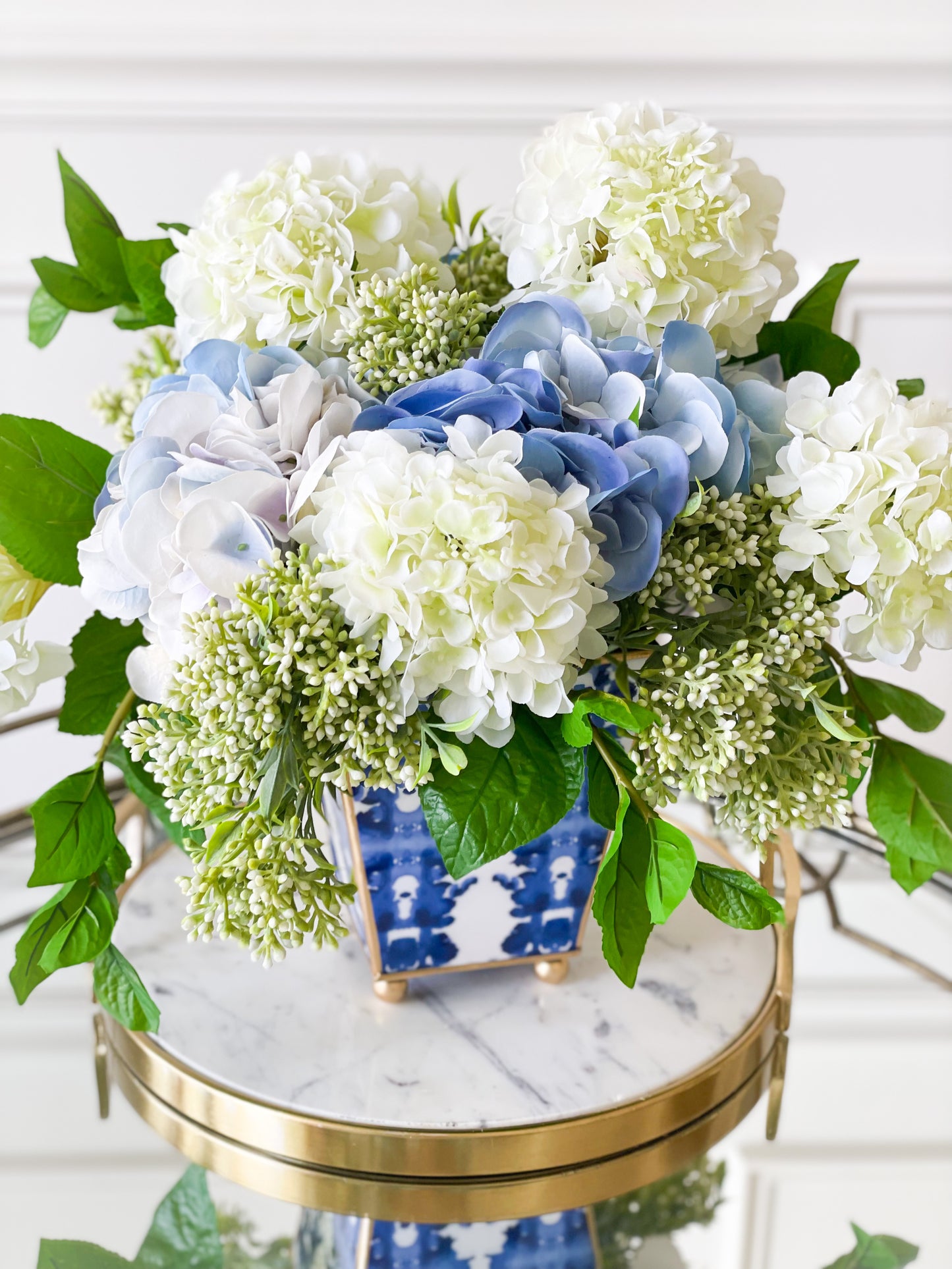 Copy of Blue And White Ink Blot Enameled Cachepot