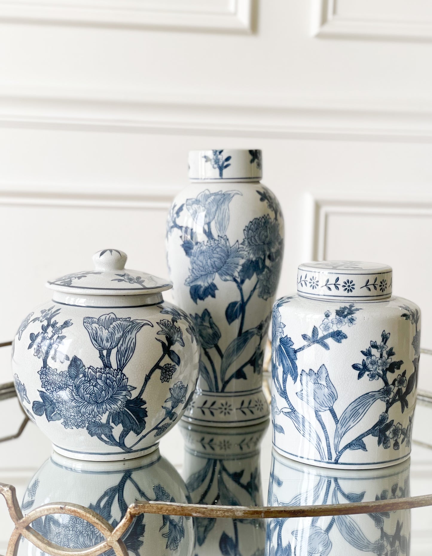 Japanese Blossom Blue And White Vase (Local Pickup Only)