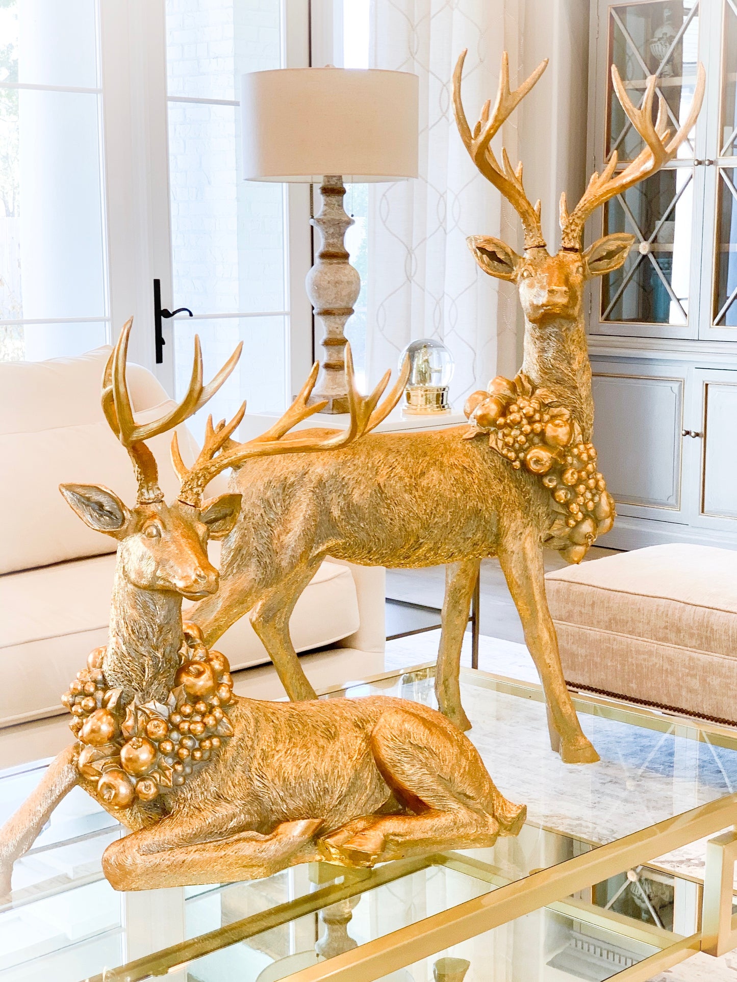 Gold Leaf Resin Oversized Reindeer Set