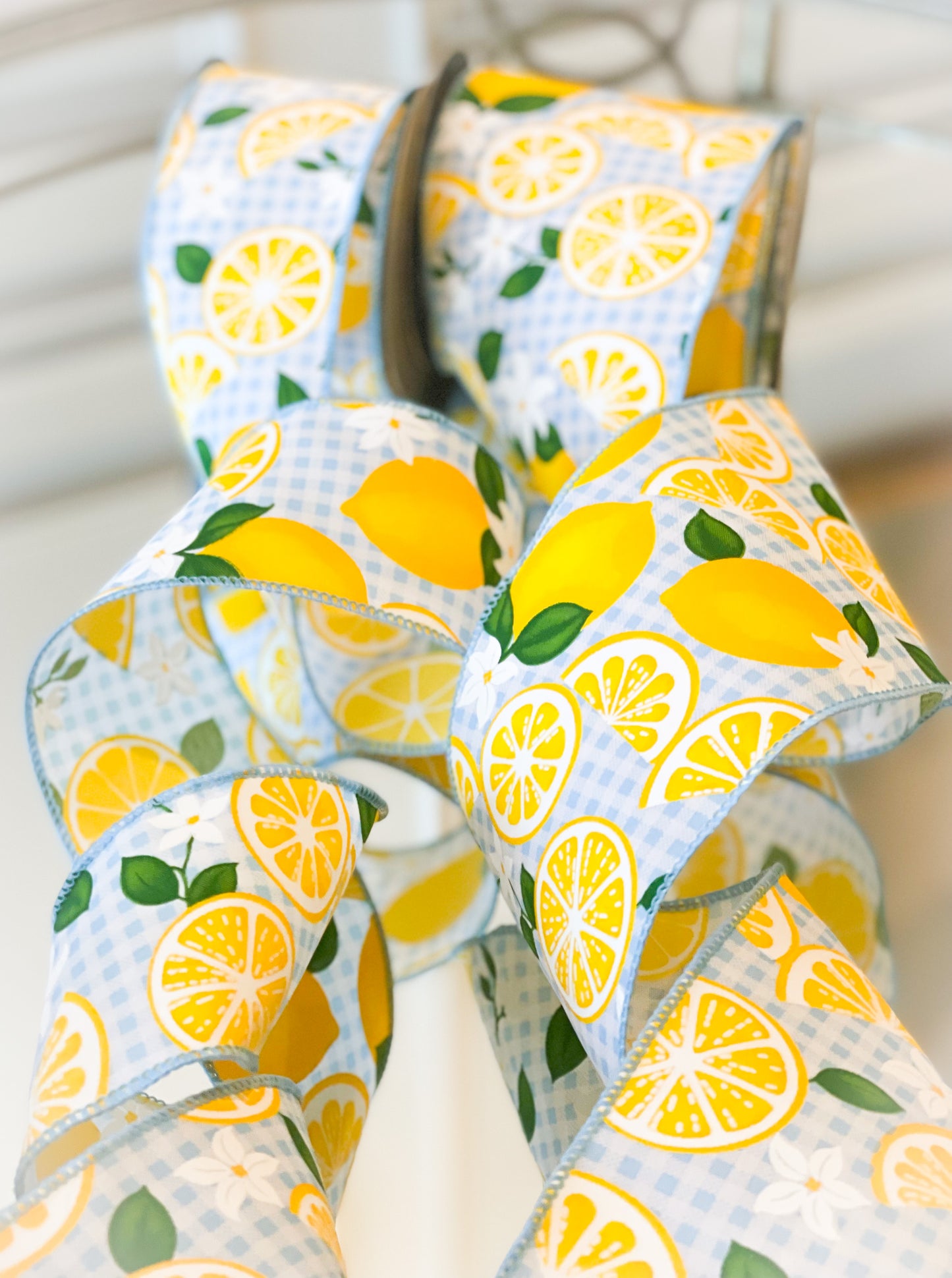Lemon Squeezy Blue Check Ribbon