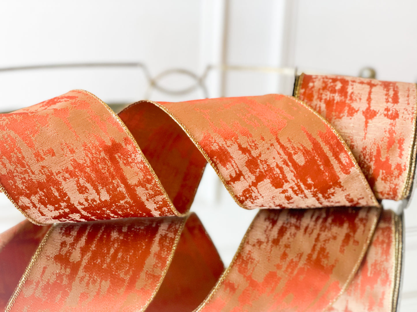 Orange Jacquard Abstract Gold