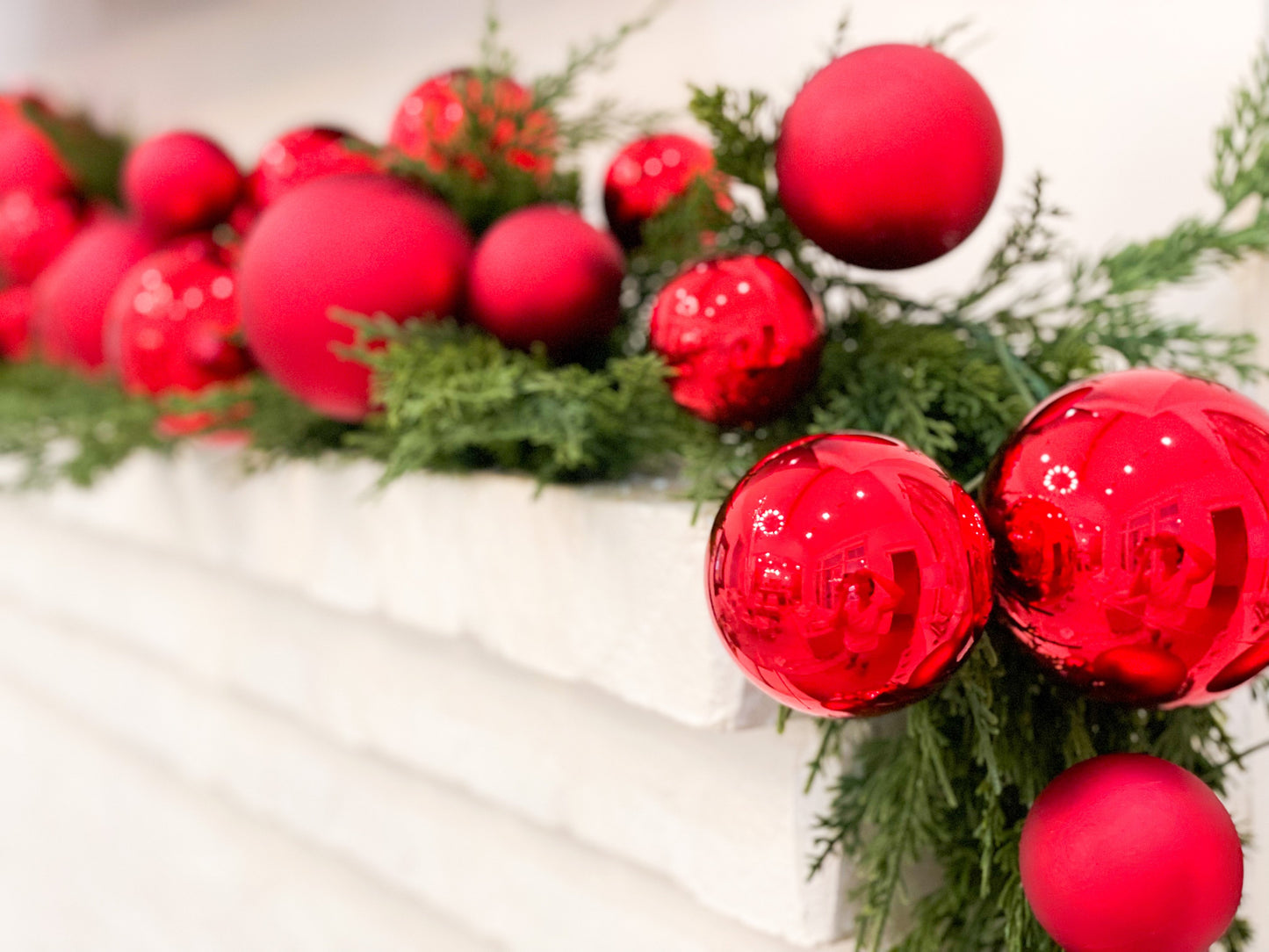 Red Matte and Shiny Ornament Garland
