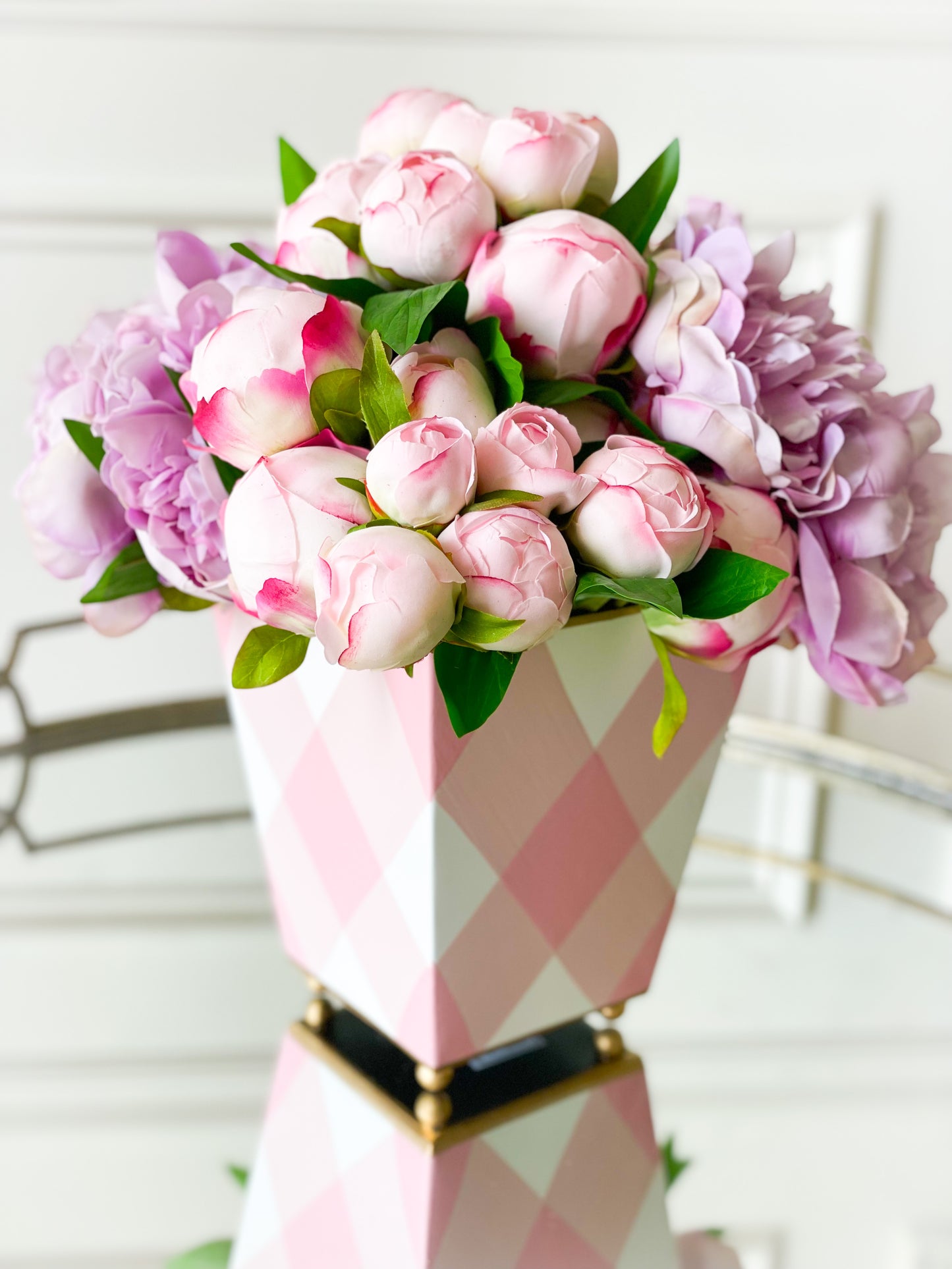 Pink Check Cachepot