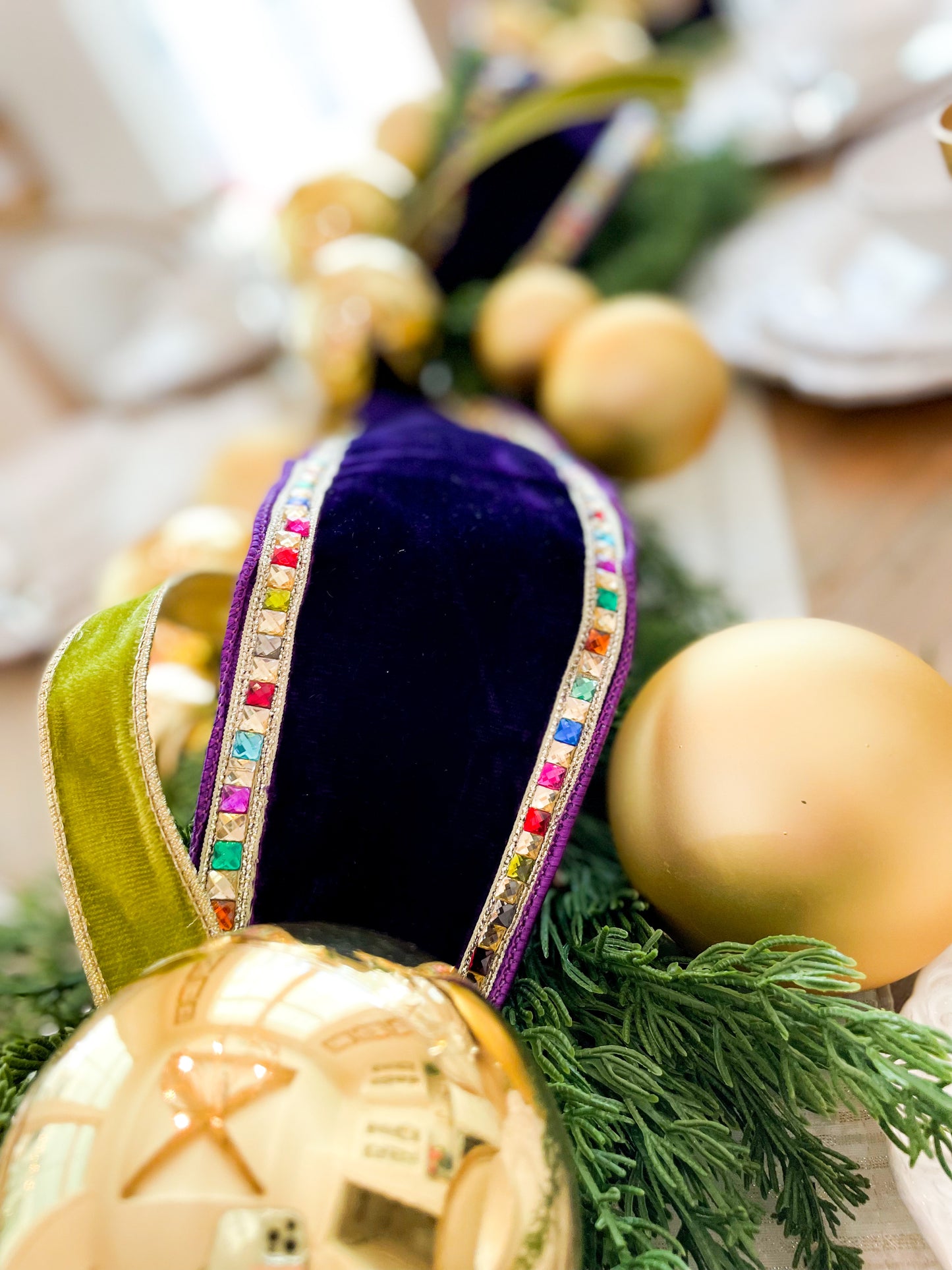 Gold Matte And Shiny Ornament Garland