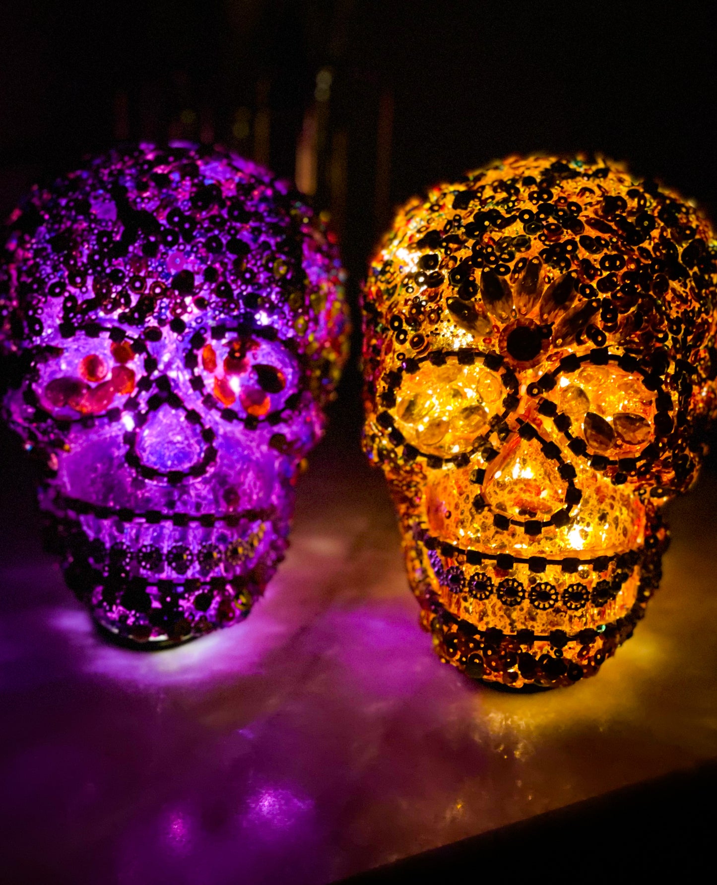 Set Of 3 Jeweled Skulls