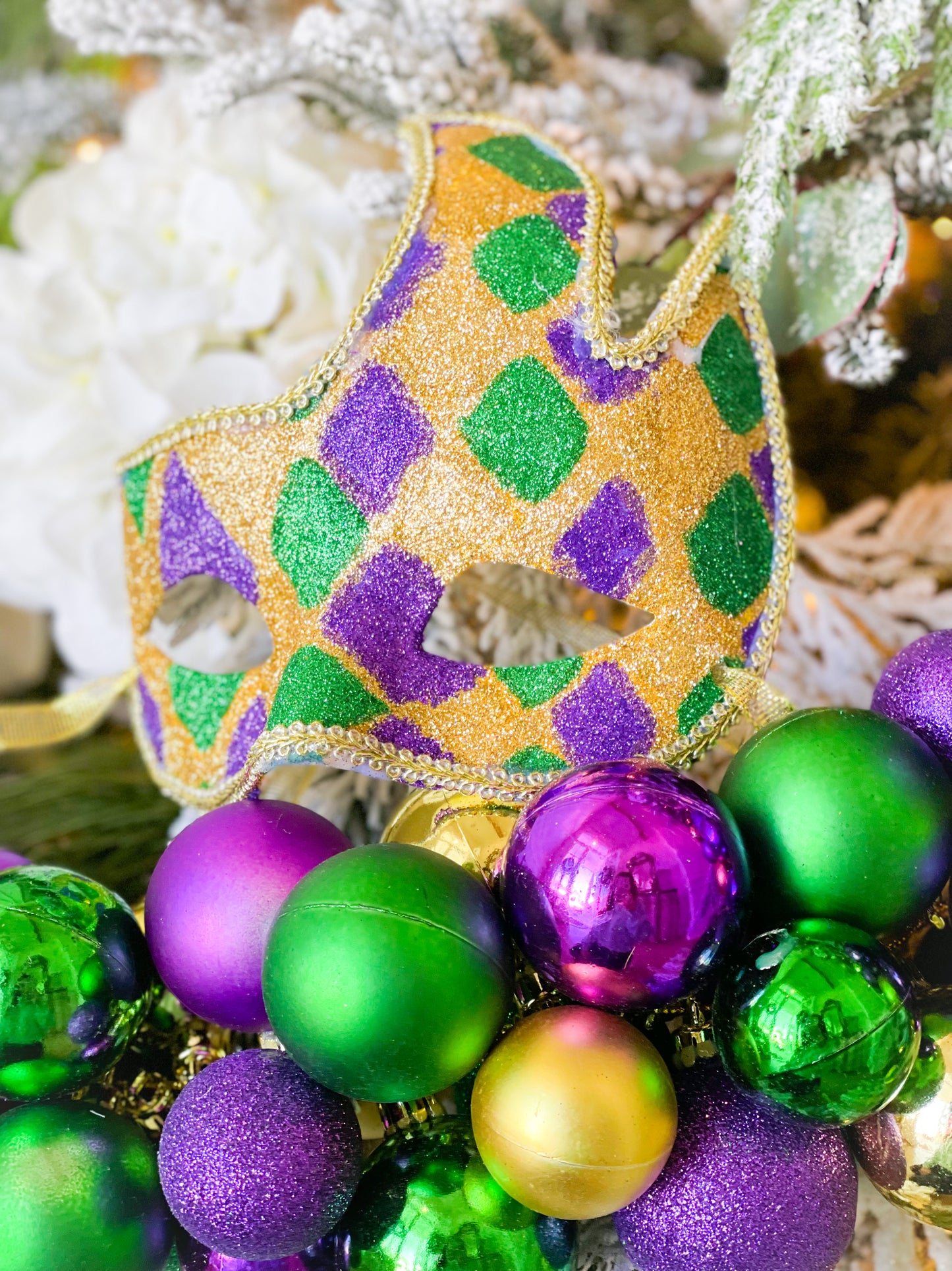 Glitter Mardi Gras Masquerade Mask