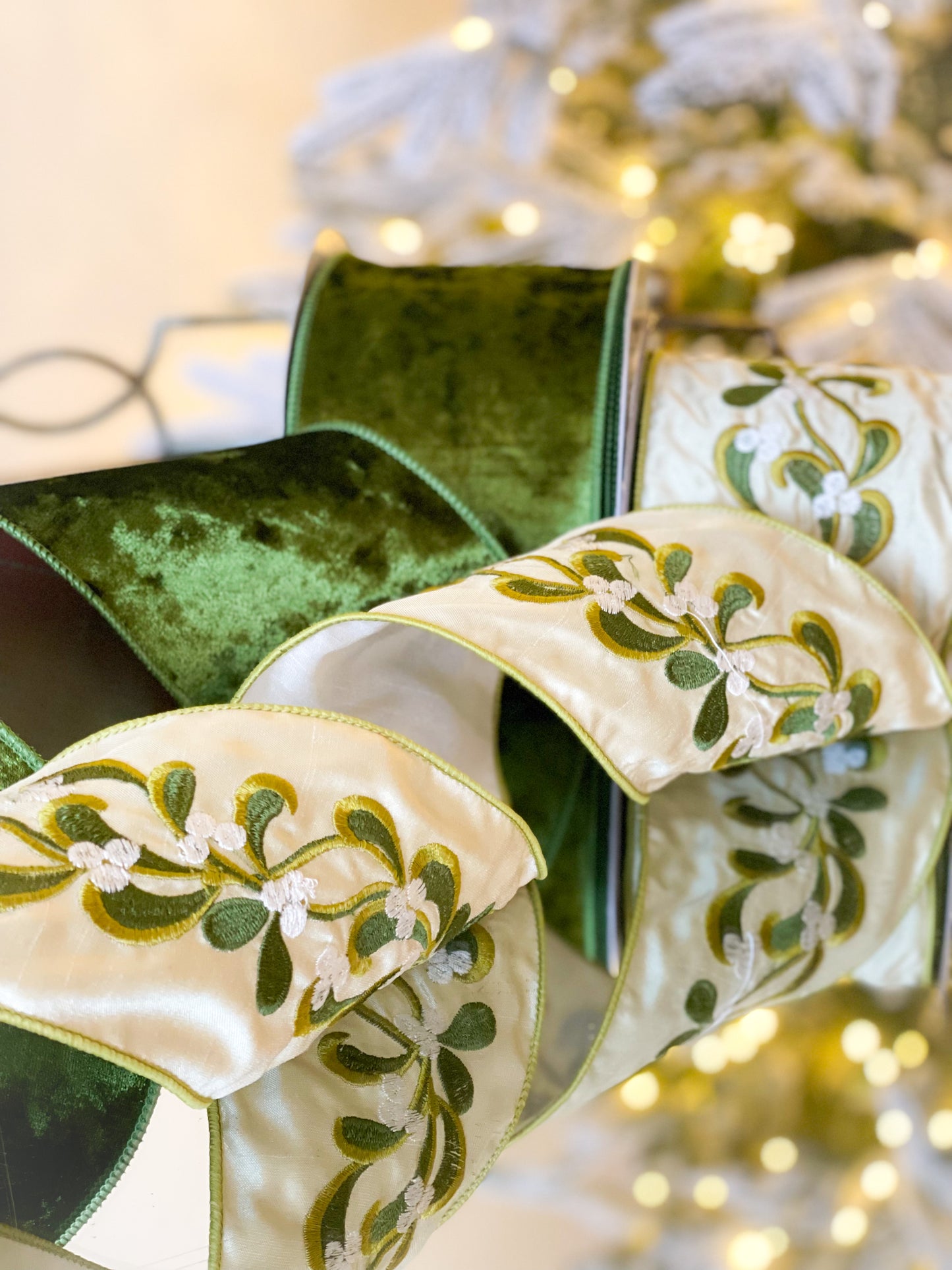 Green Crushed Velvet Ribbon