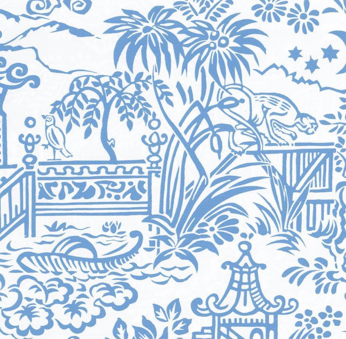 Blue & Lime Green Toile Reversible Wrapping Paper