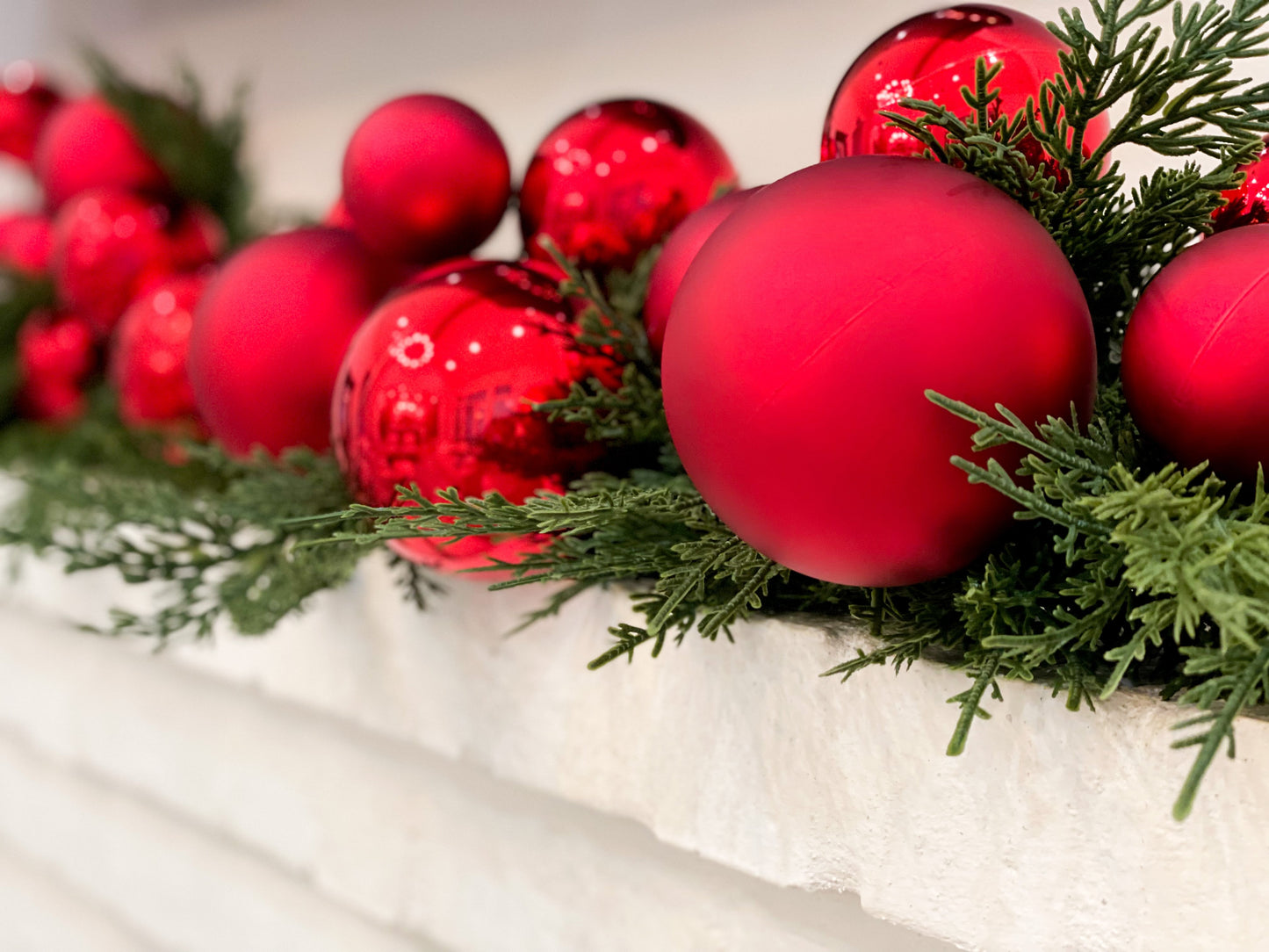 Red Matte and Shiny Ornament Garland