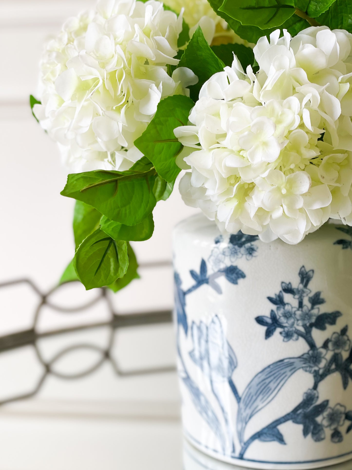 Japanese Blossom Blue And White Vase (Local Pickup Only)