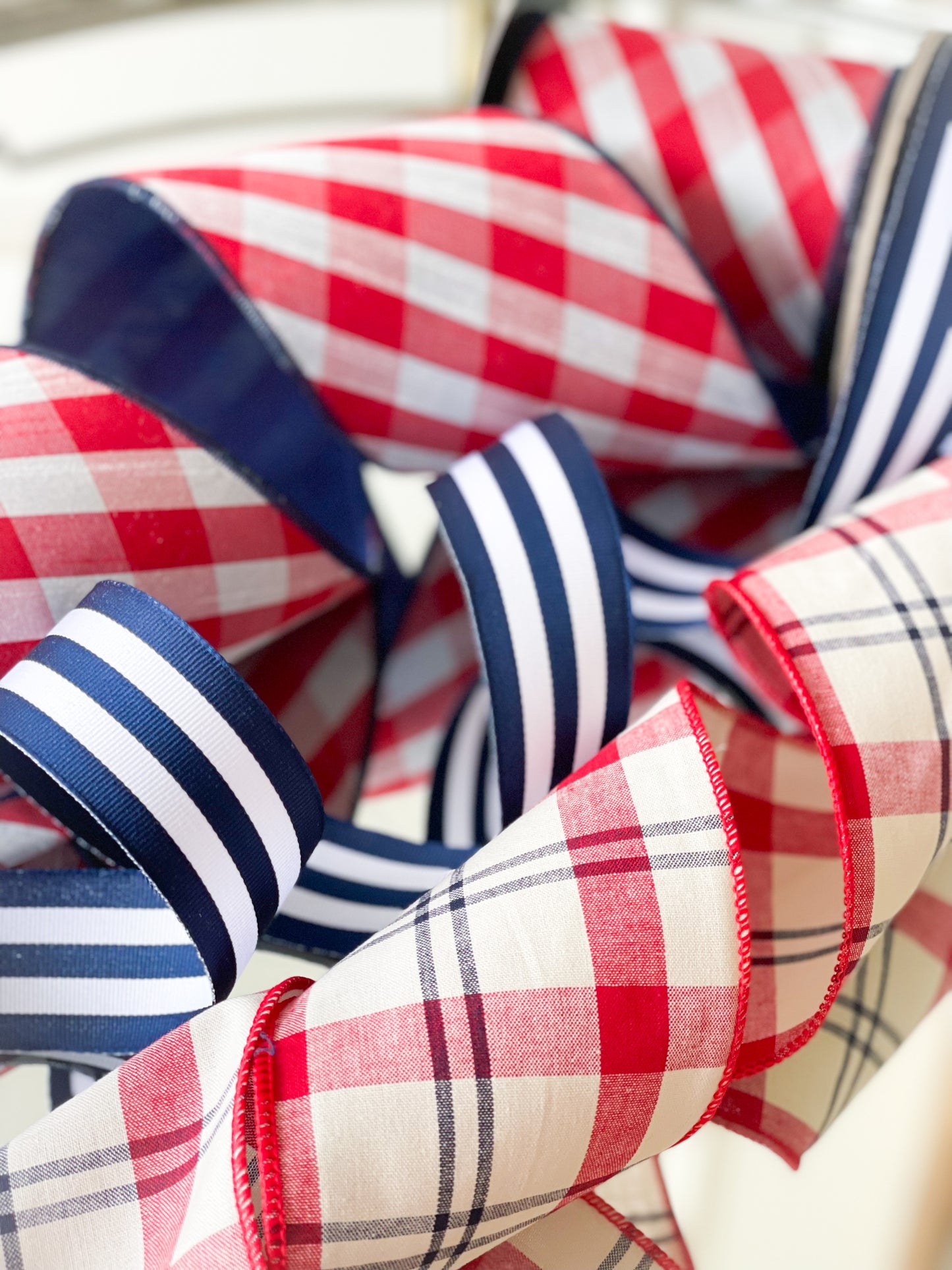 Grosgrain Navy And White Stripe Ribbon