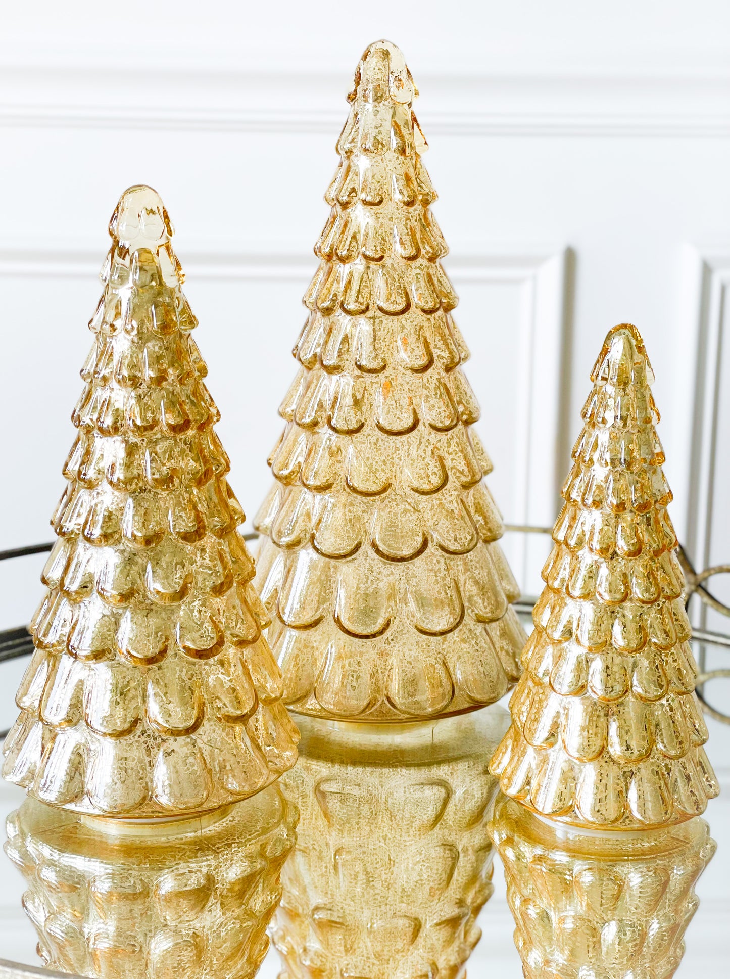 Gold Mercury Glass Tree Set Of 3
