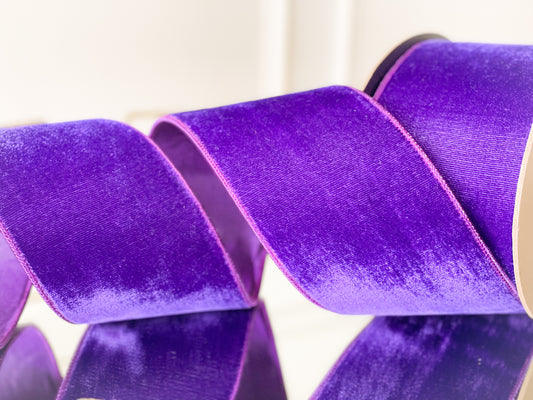Purple Velvet Ribbon With Dupion Back