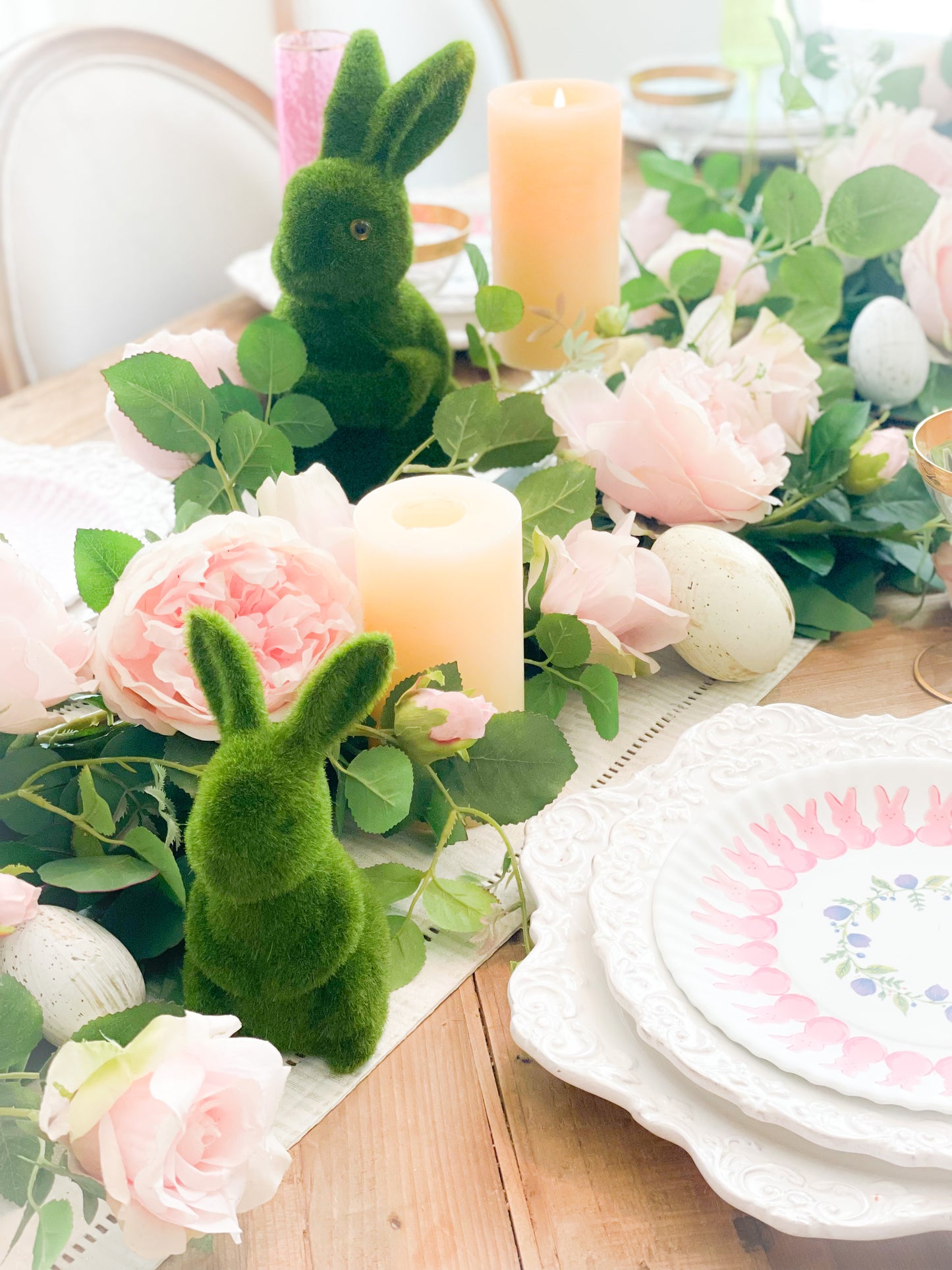 Set Of Two Moss Bunnies