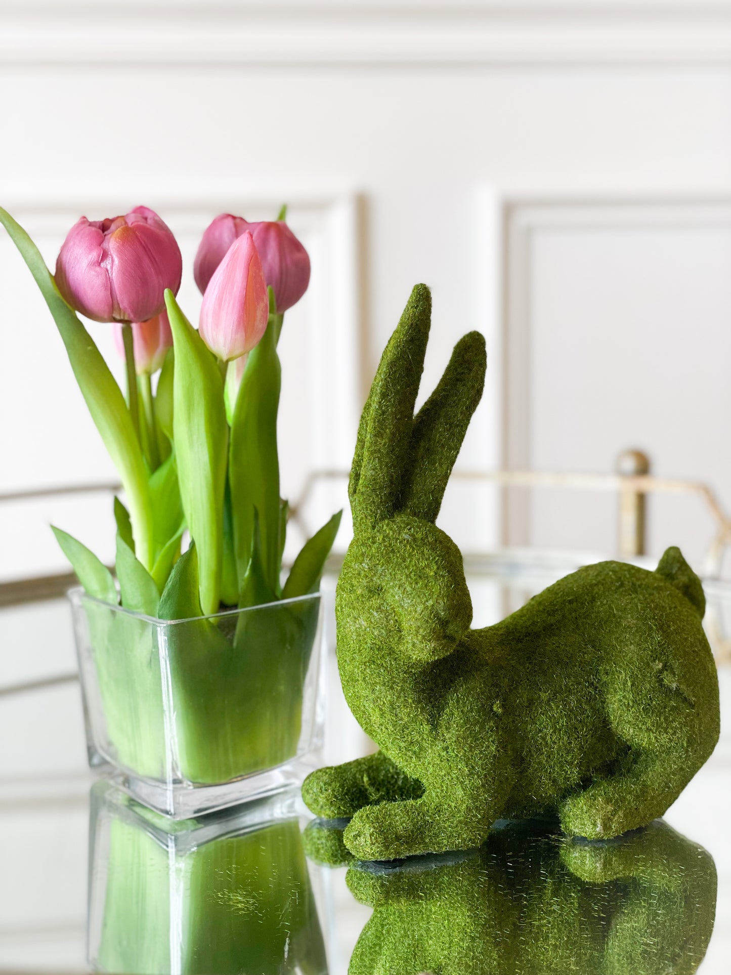 Purple Tulips In A Glass Vase