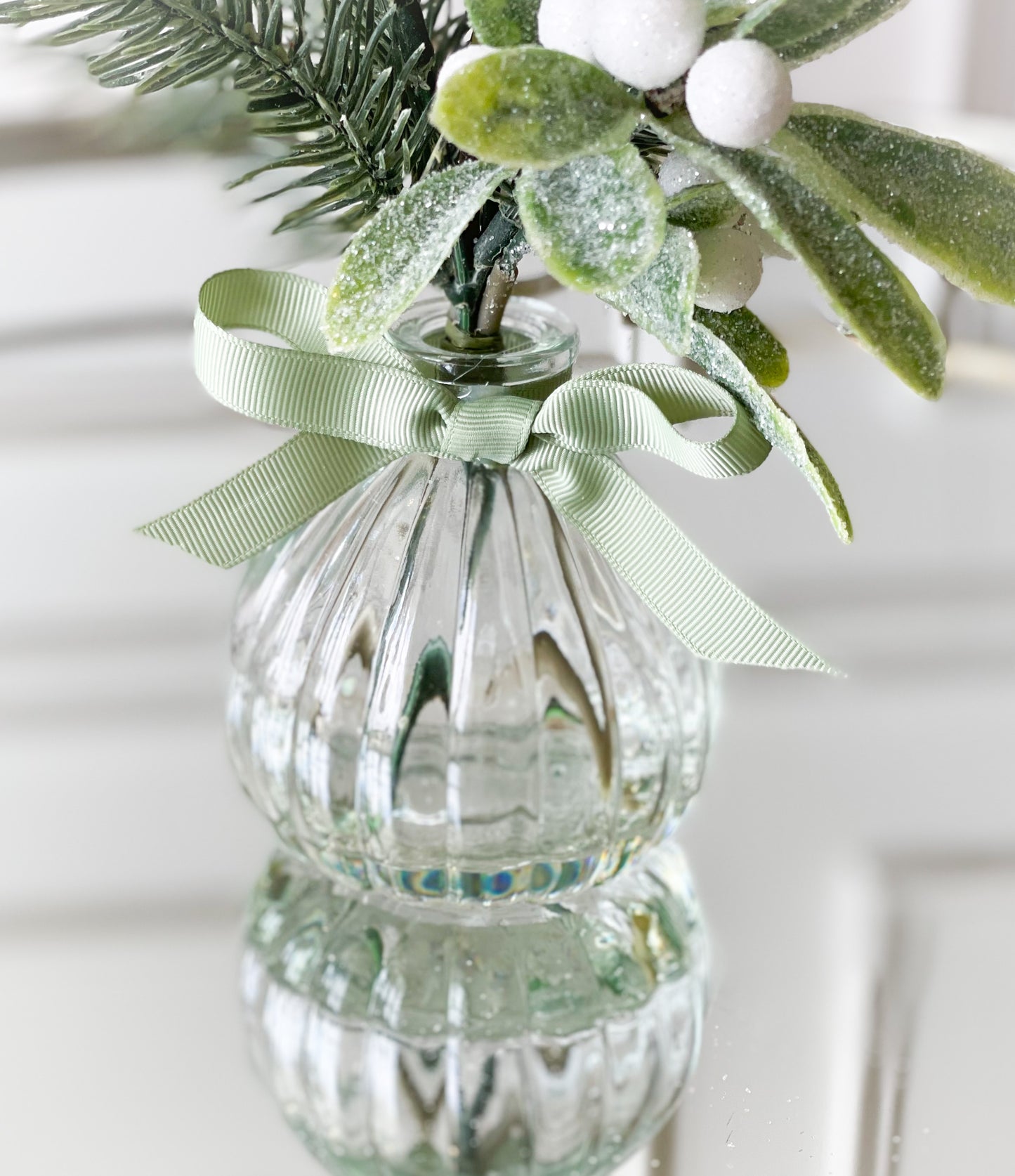 Mistletoe In Glass Vase With Acrylic Water