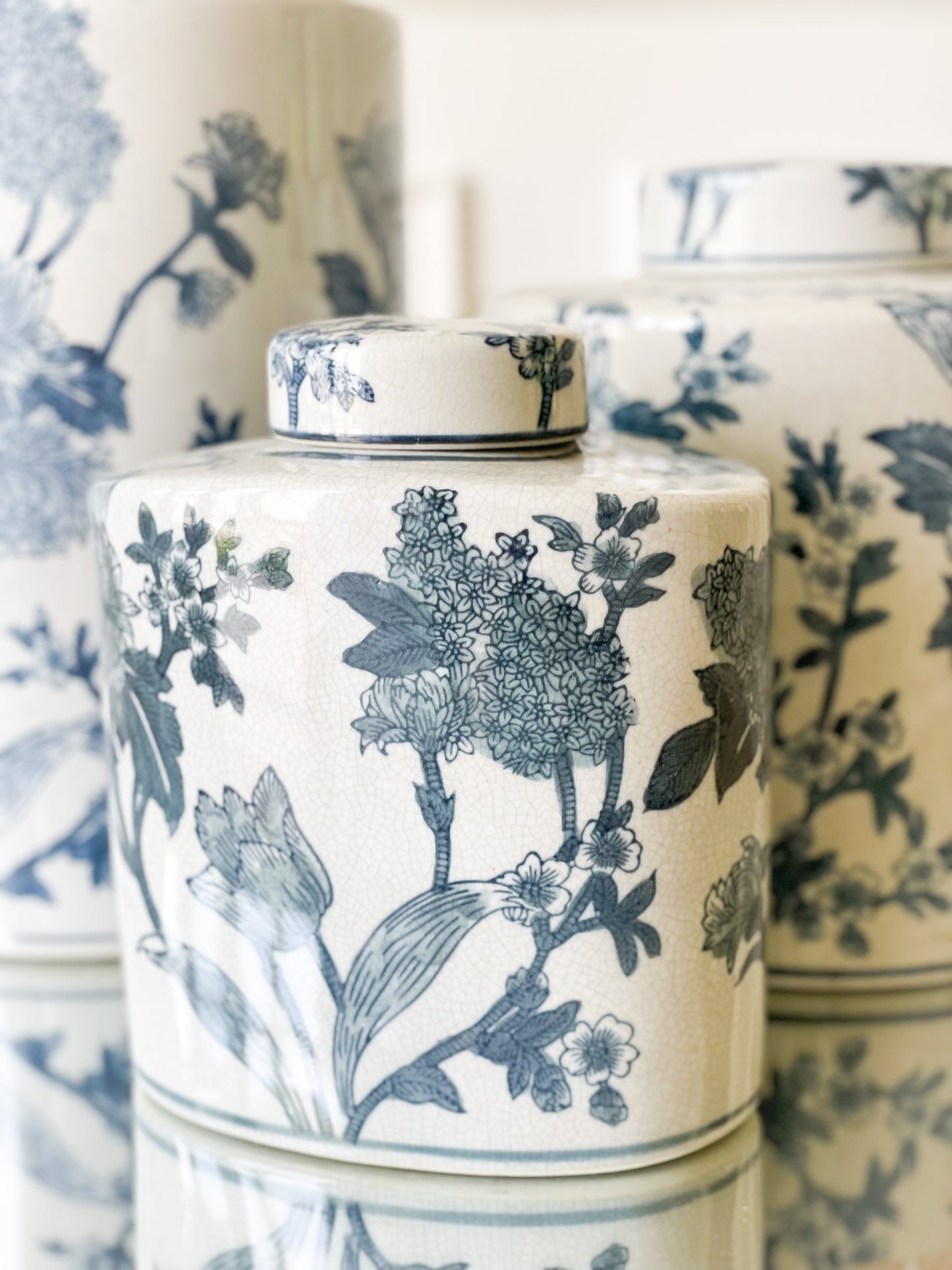 Japanese Blossom Blue And White Vase (Local Pickup Only)