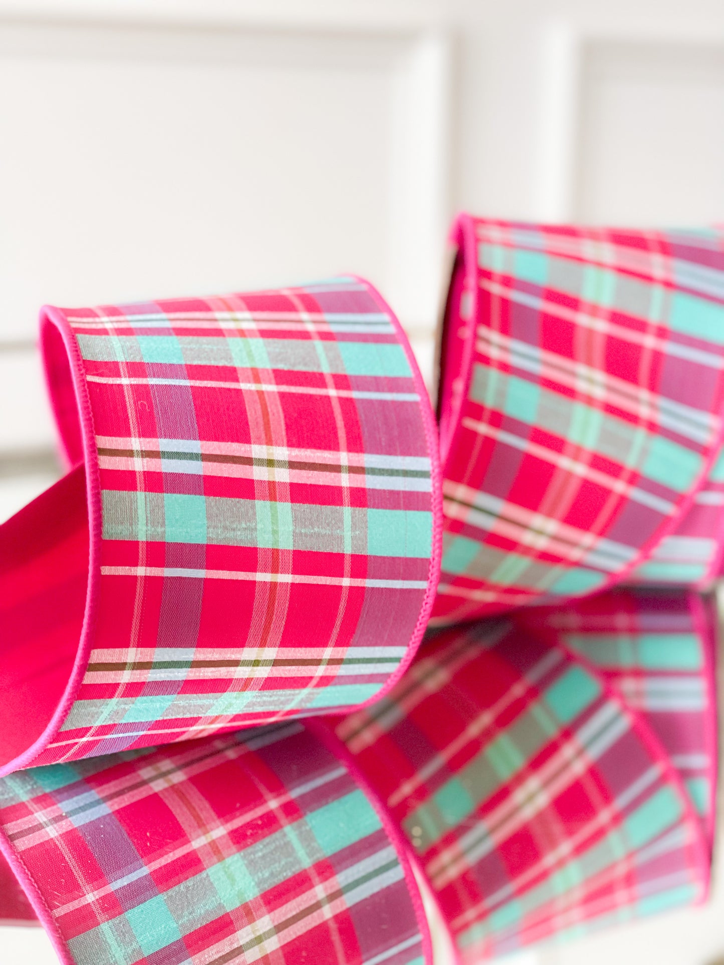 Sky Blue And Fuchsia Plaid With Fuchsia Back