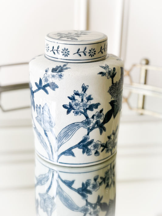 Japanese Blossom Blue And White Vase (Local Pickup Only)