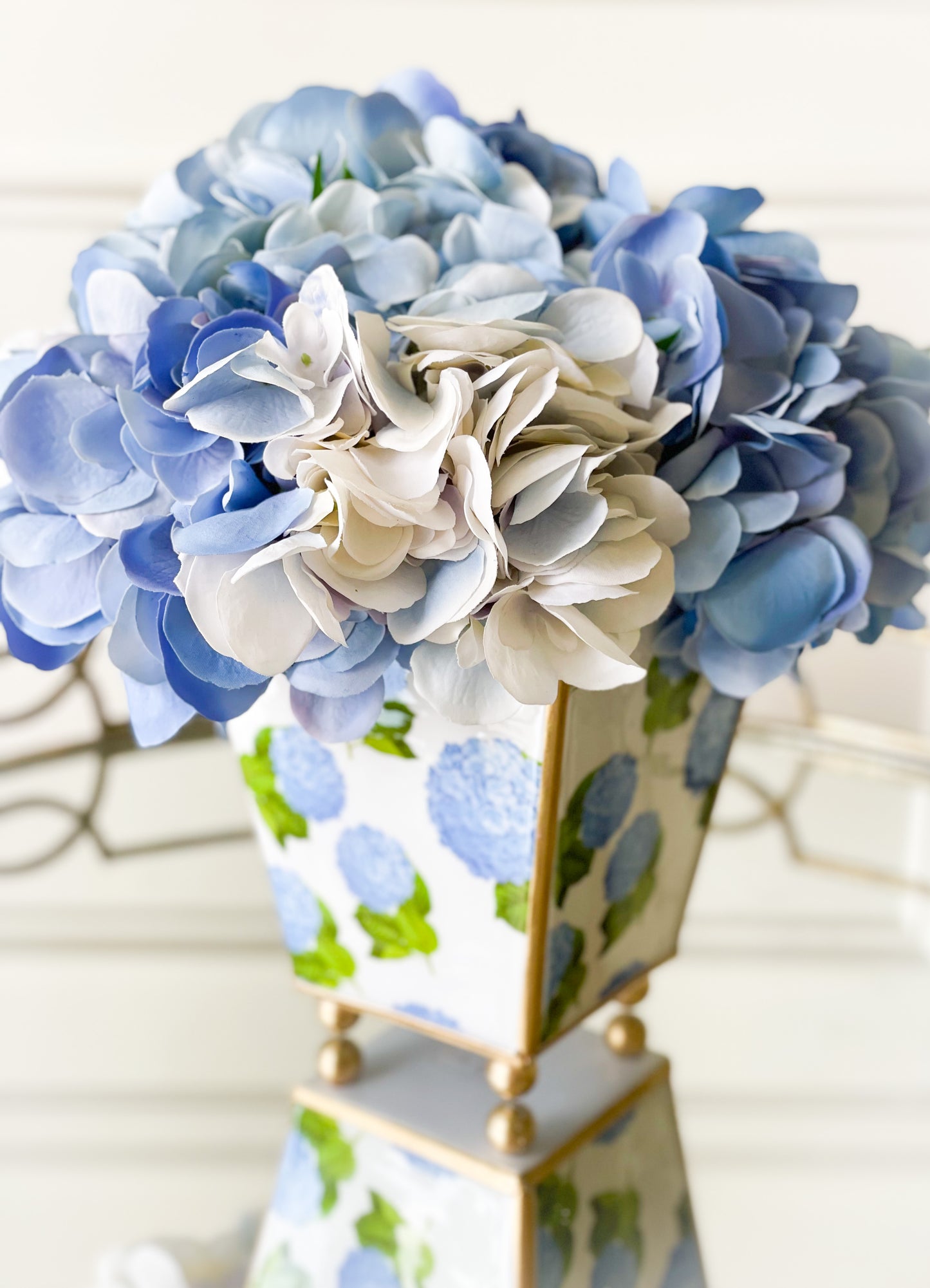 Enameled Blue Hydrangea Cachepot