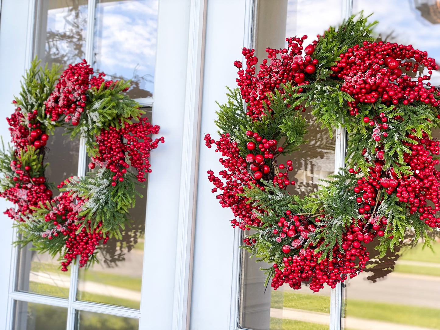 Frosted Berry And Spruce Wreath