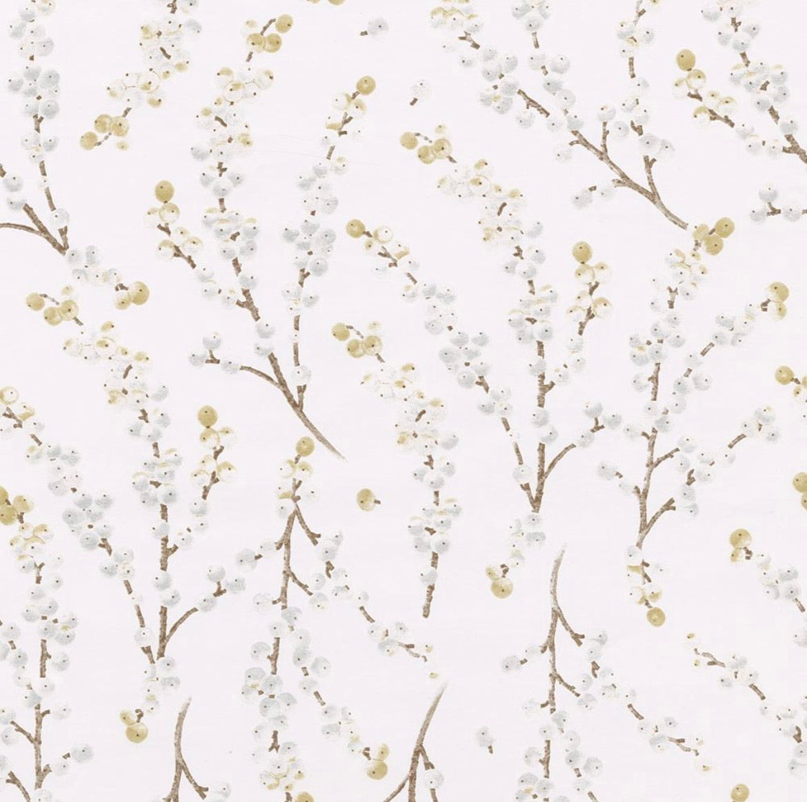 White Berry Branches Wrapping Paper
