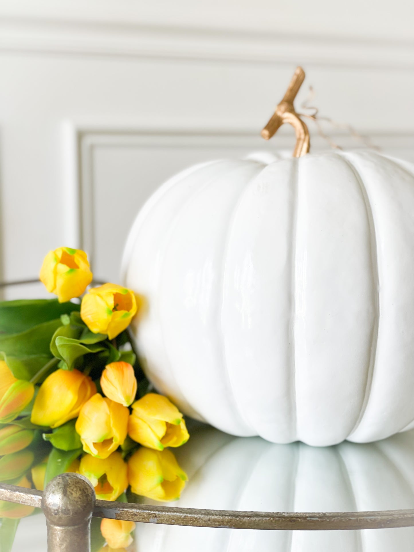 White Pumpkin With Gold Stem