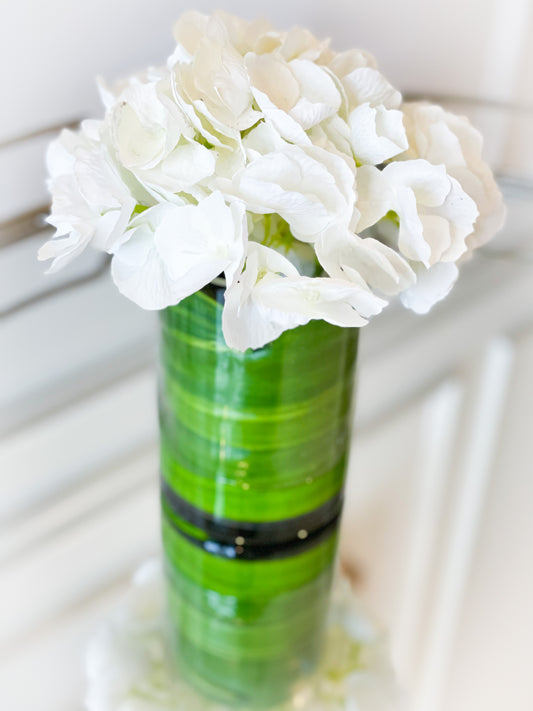 White Hydrangea In A Glass Vase