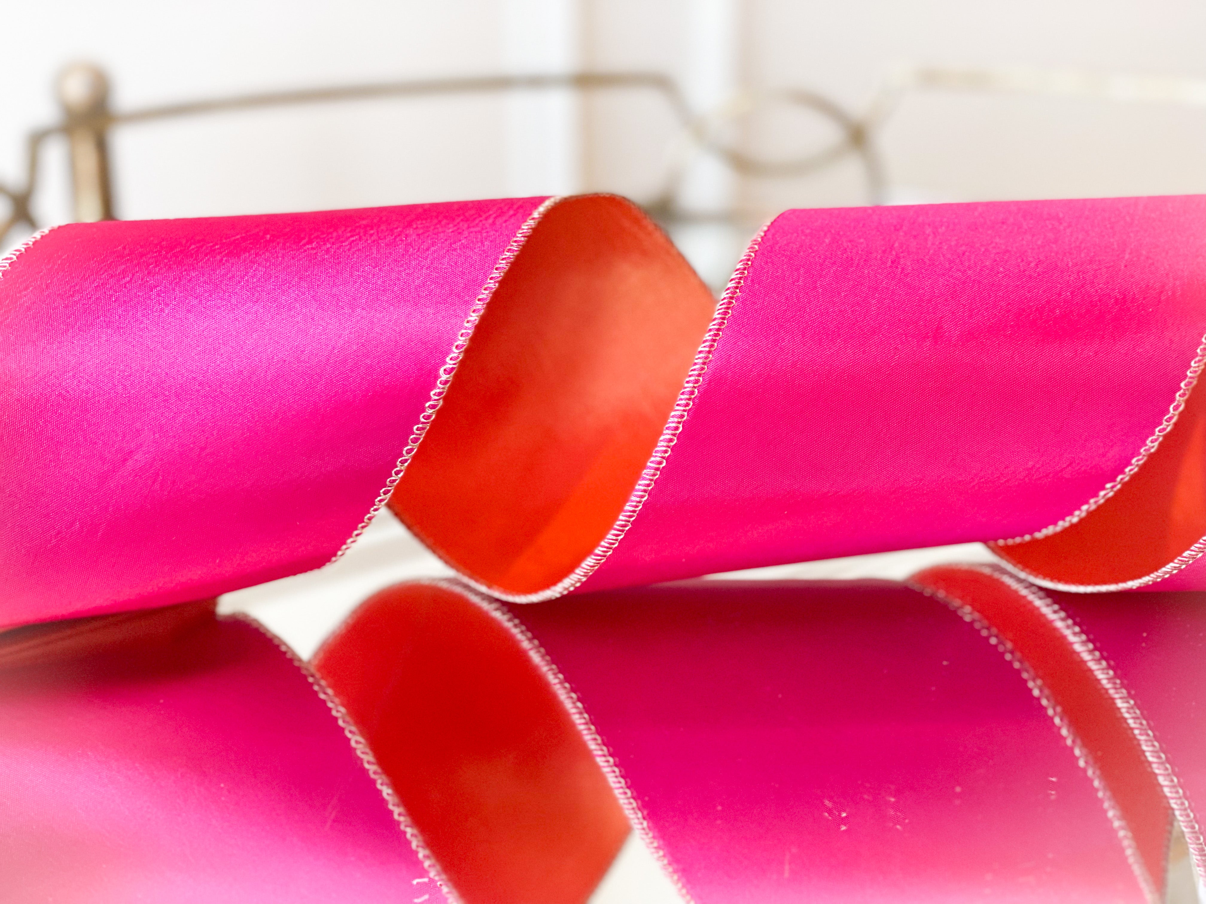 Hot Pink And Orange Reversible Taffeta Ribbon – Blanc Box