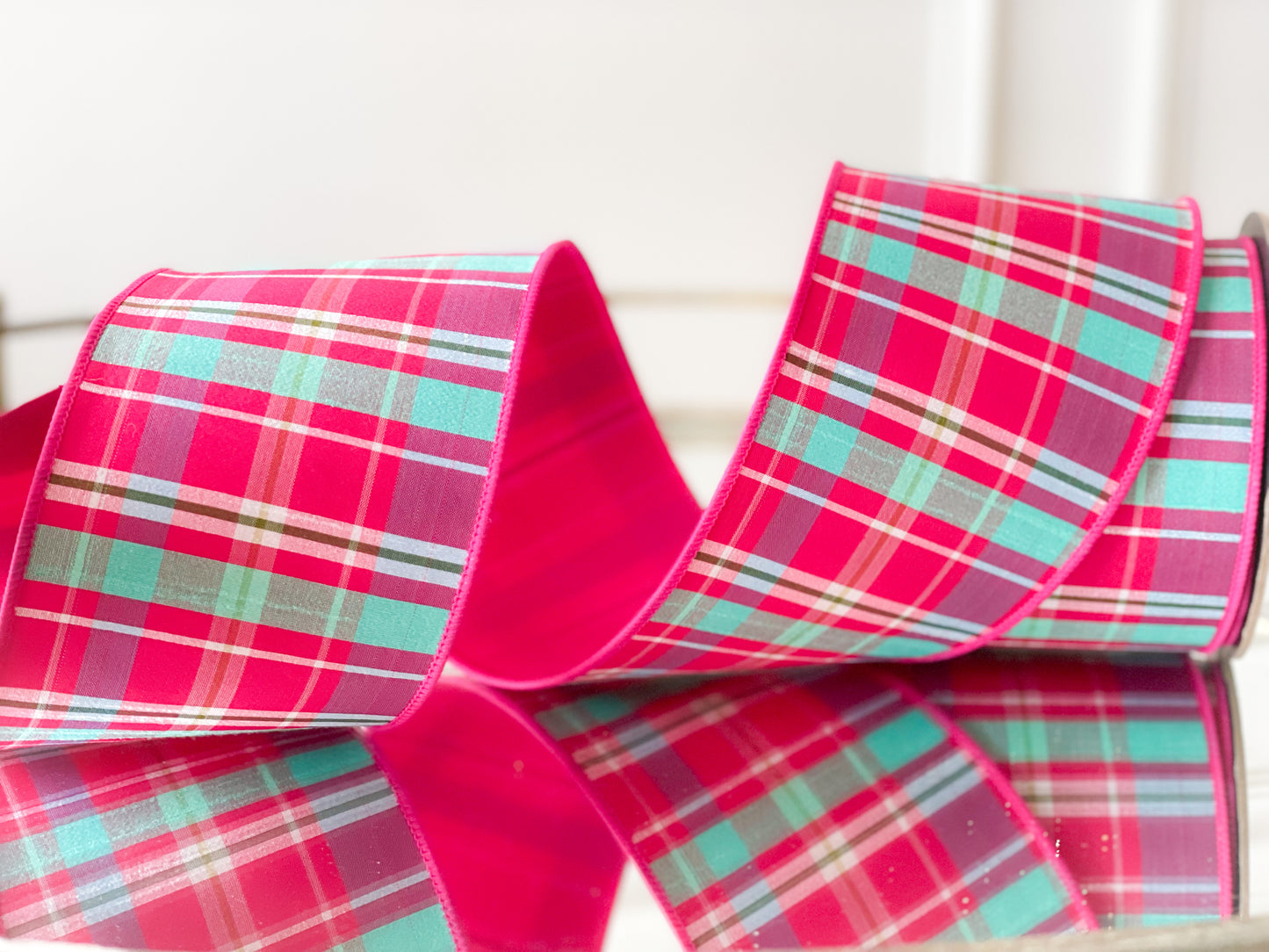 Sky Blue And Fuchsia Plaid With Fuchsia Back
