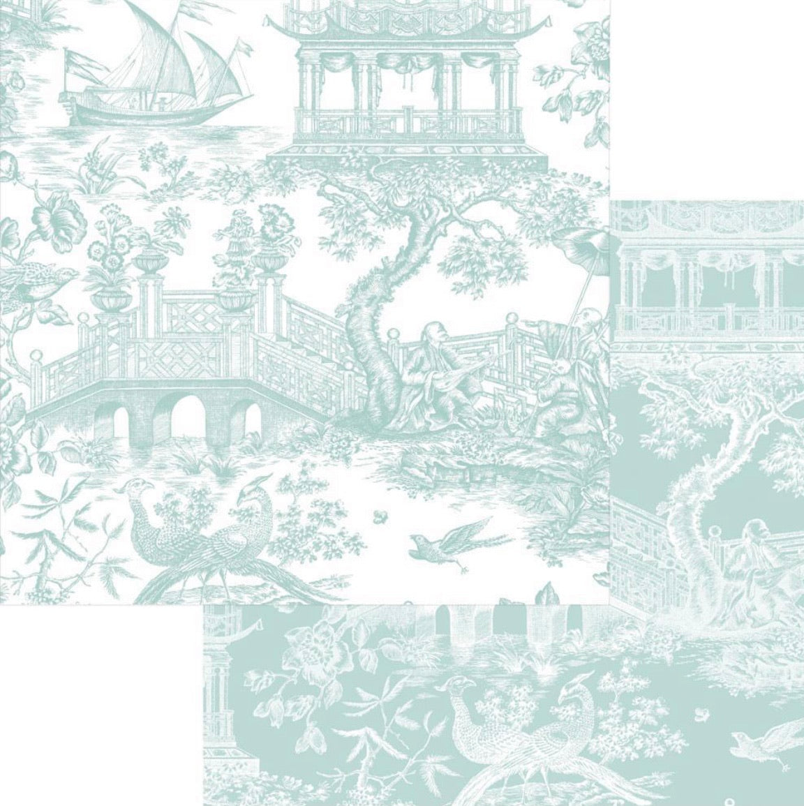 Chinoiserie Toile Blue & White Wrapping Paper