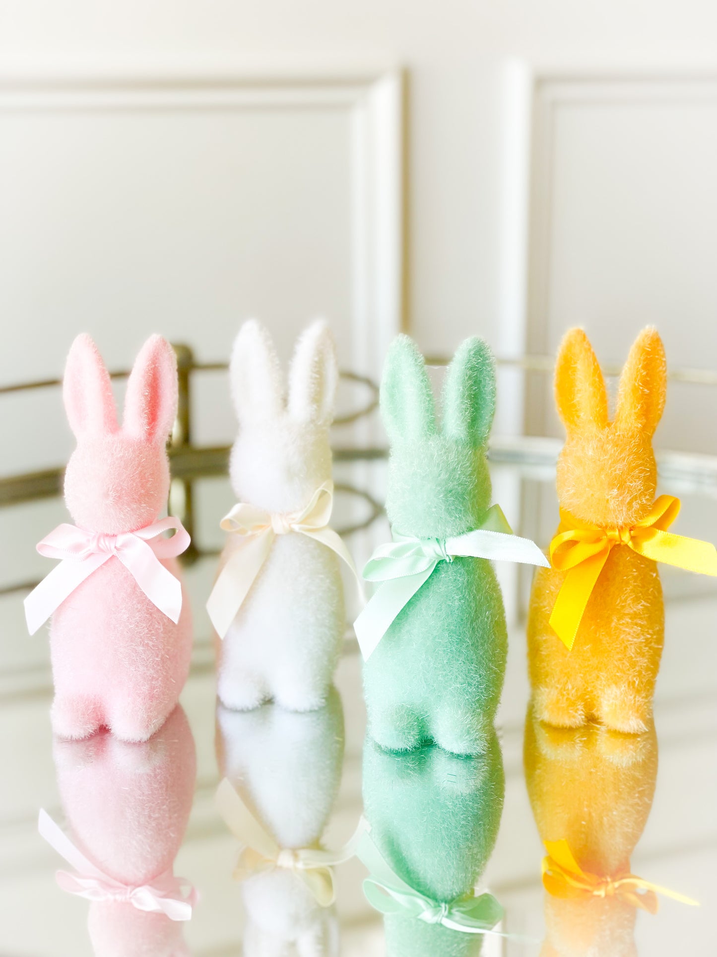 Set Of Four Flocked Bunnies