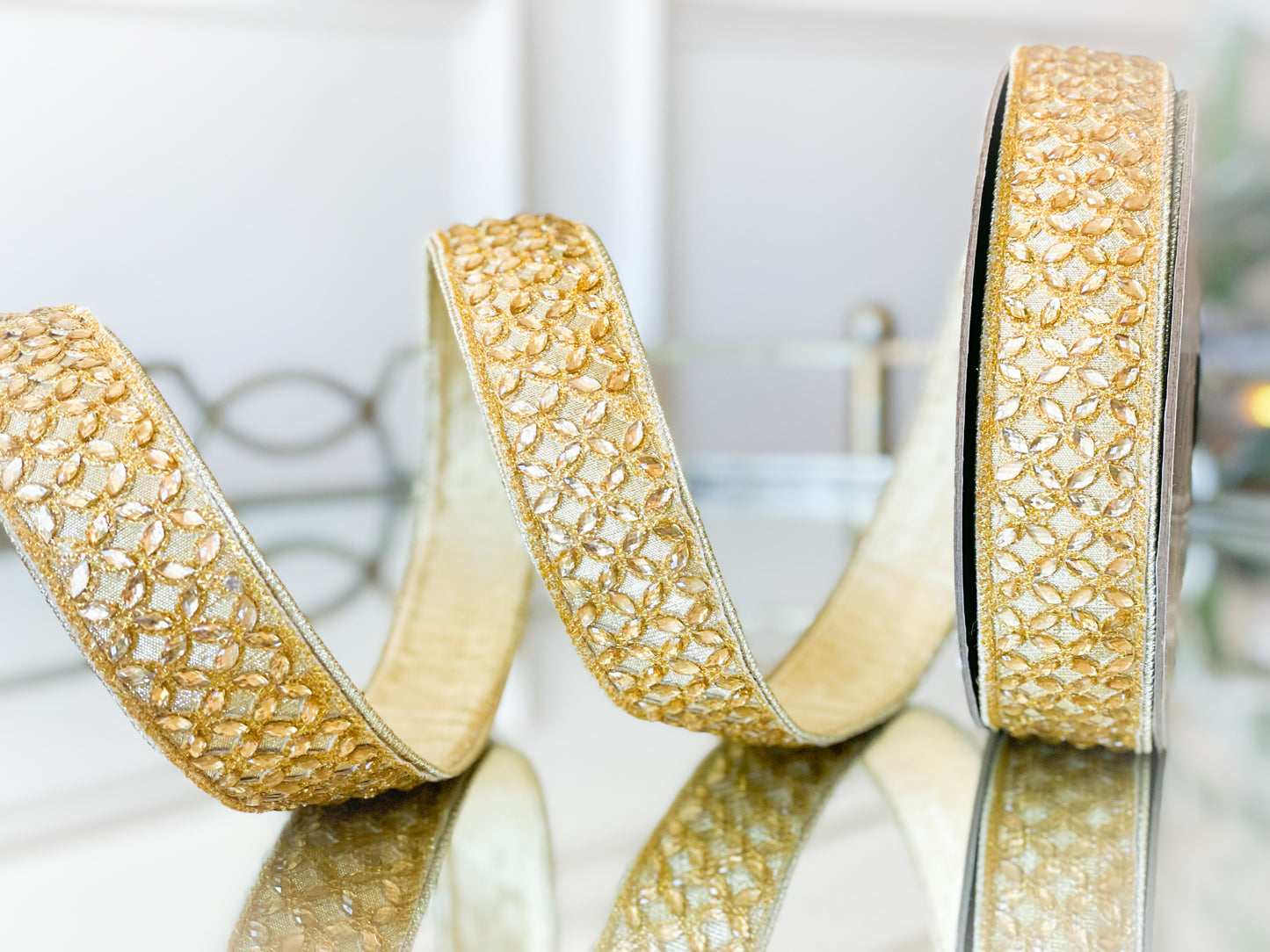 Gold Jewel Trellis Ribbon