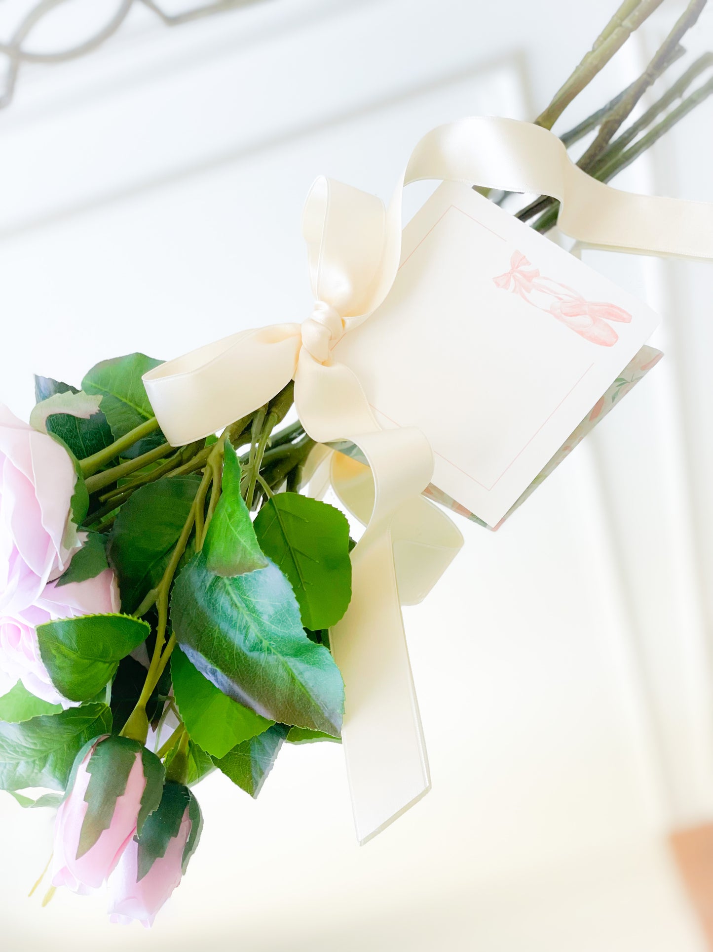 Lavender Rose Bundle With Satin Bow And Dance Card