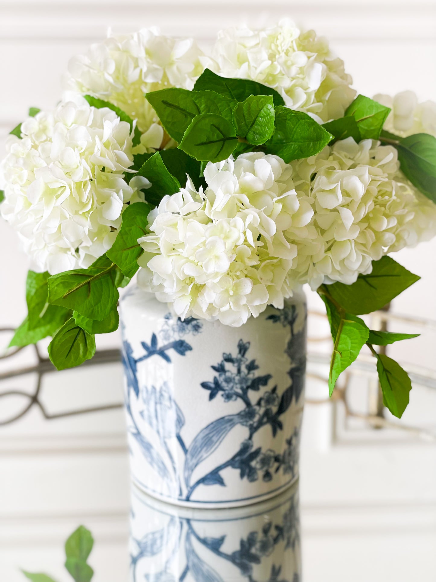 Japanese Blossom Blue And White Vase (Local Pickup Only)