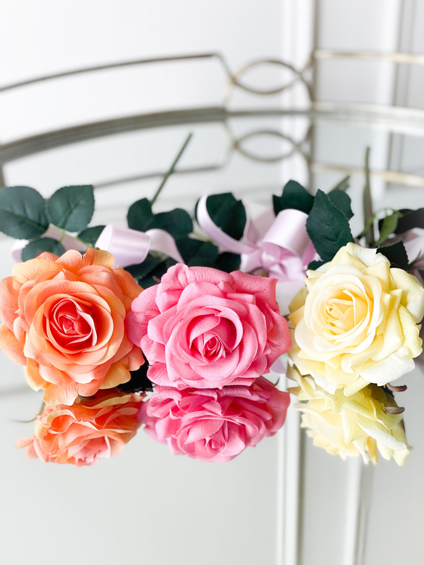 Deep Pink Rose With Satin Bow And Card