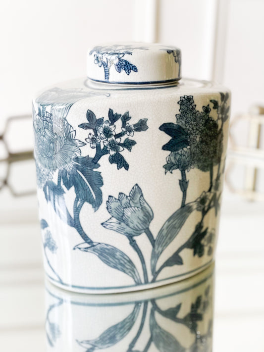 Japanese Blossom Blue And White Vase (Local Pickup Only)