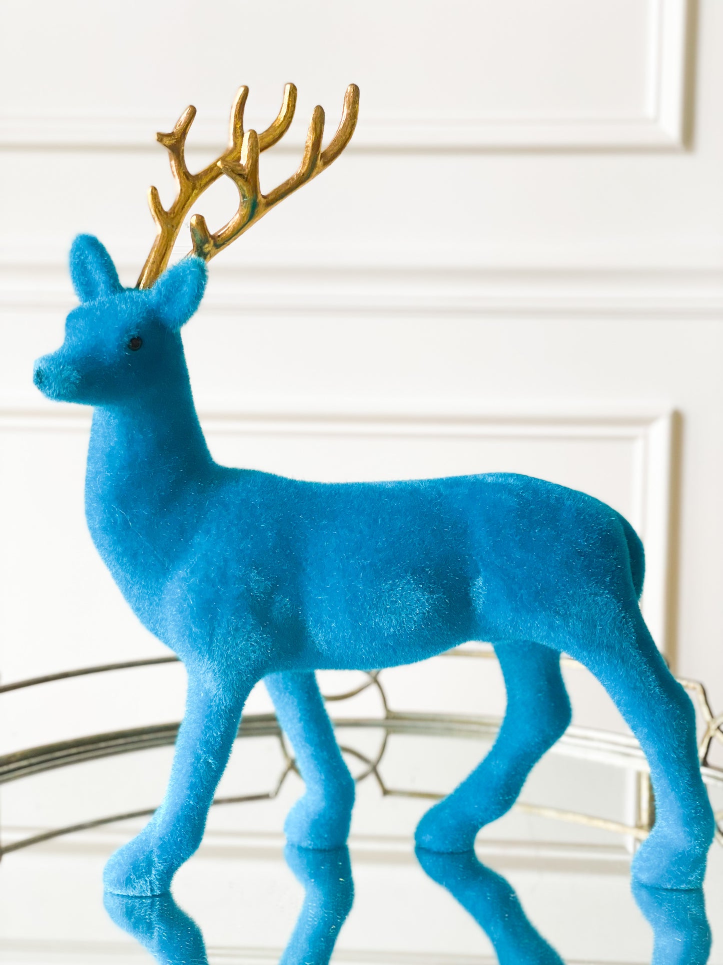 Colorful Flocked Deer With Gold Antlers