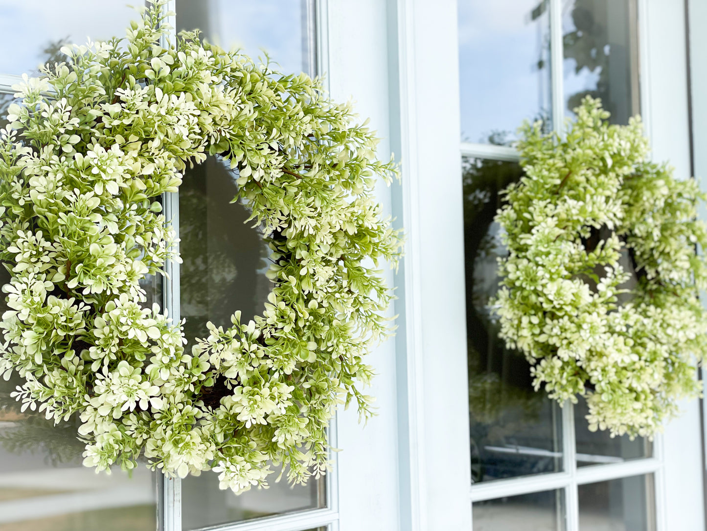 Cream And Green Boxwood Wreath
