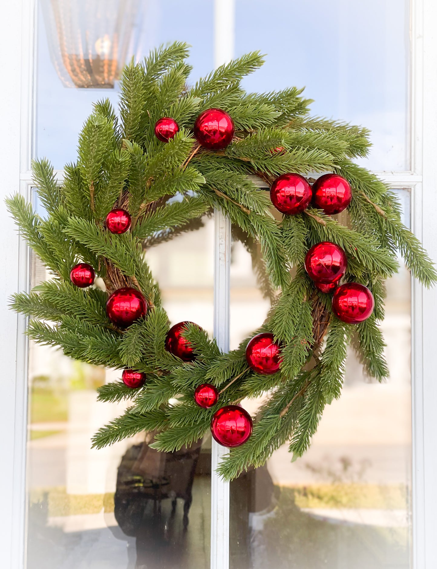 Red Ornament And Pine Wreath