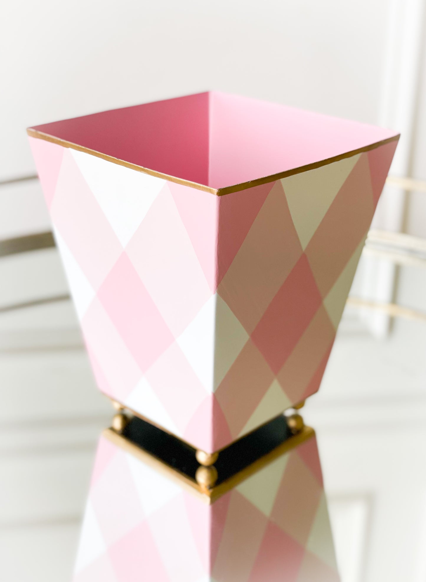Pink Check Cachepot