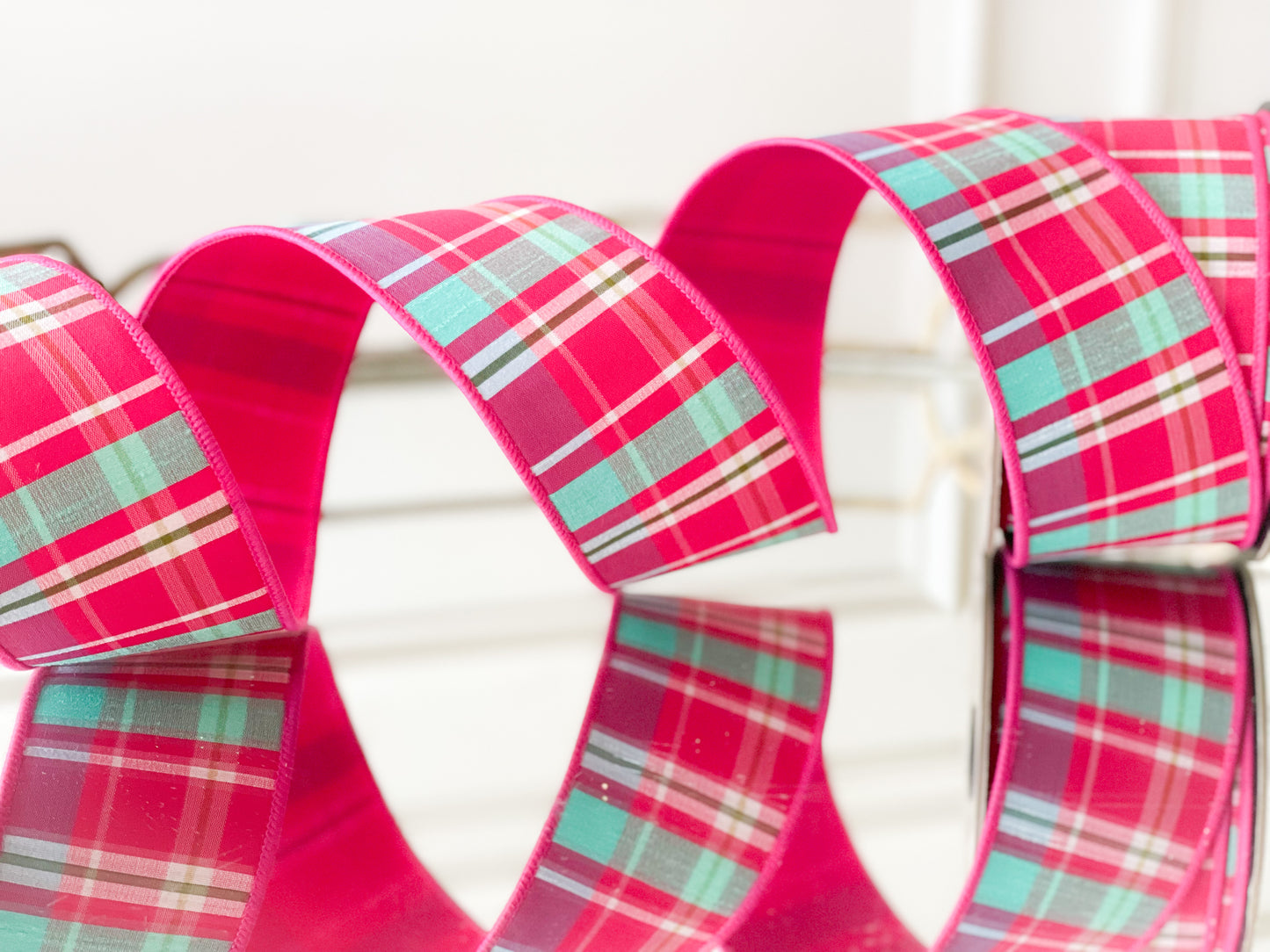 Sky Blue And Fuchsia Plaid With Fuchsia Back