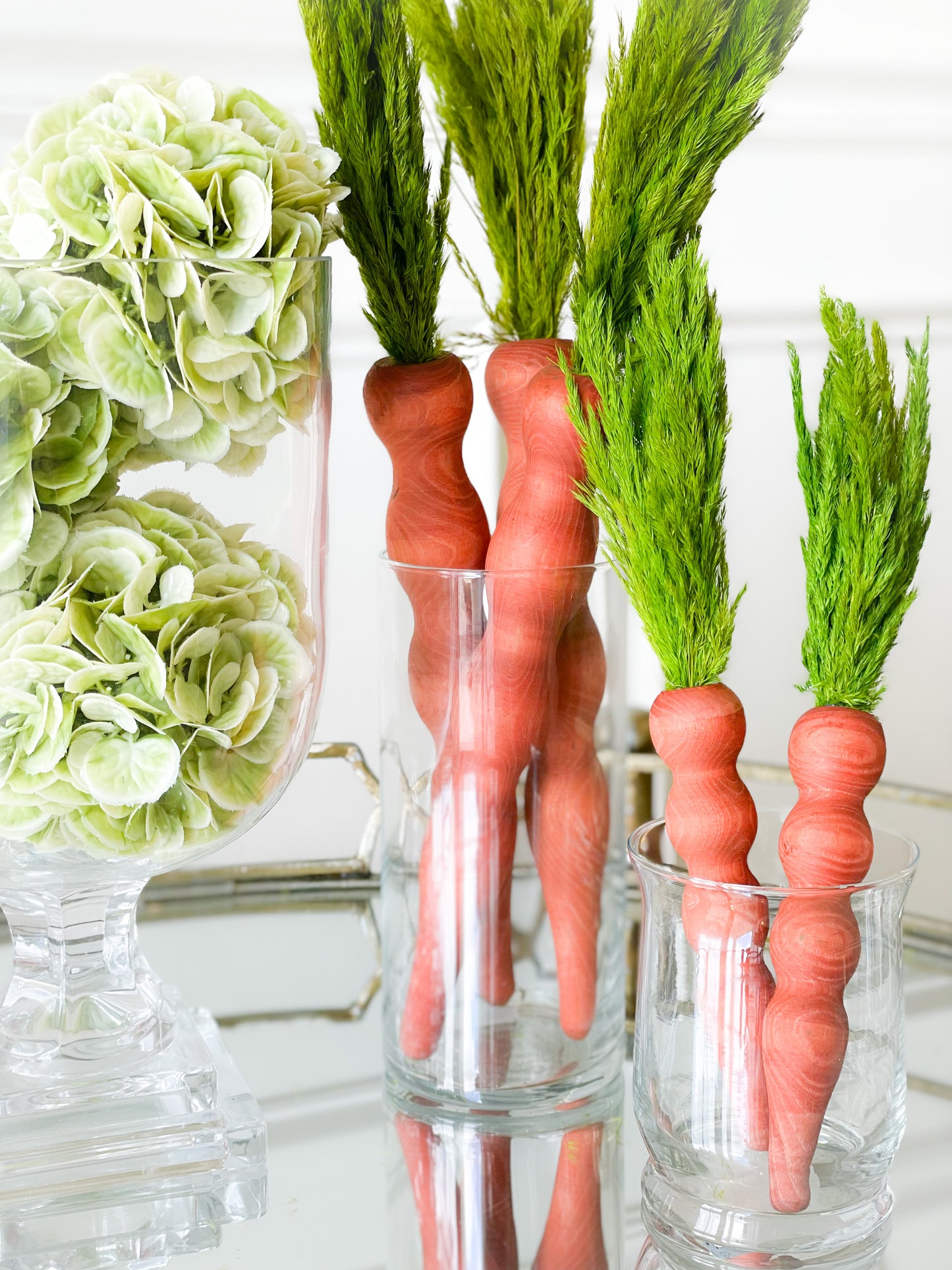 Set Of Two Wood and Pampas Grass Carrots