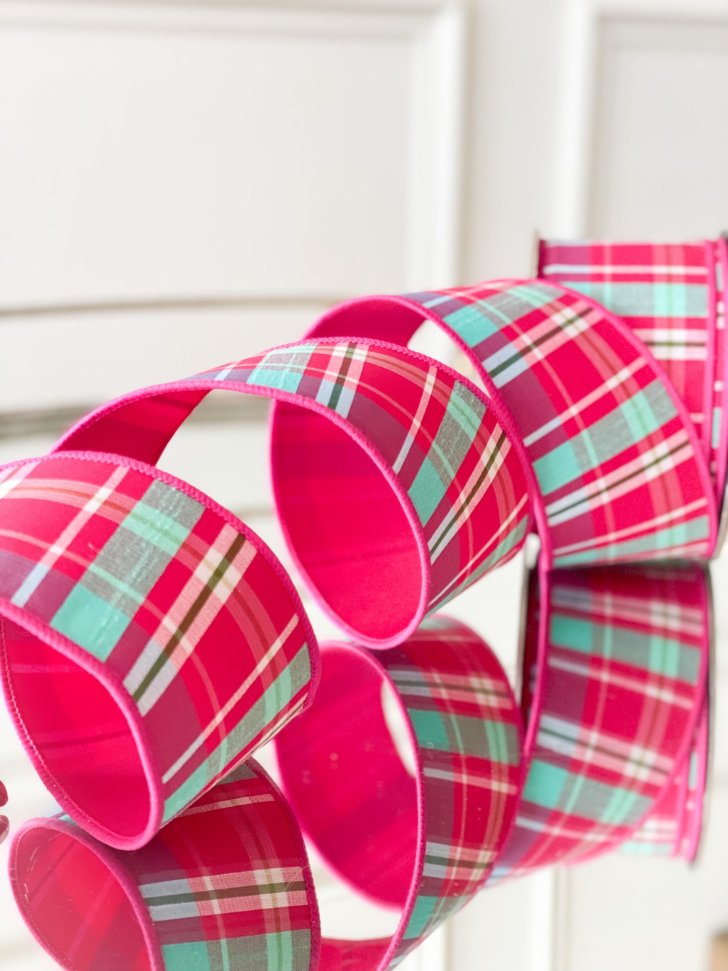 Sky Blue And Fuchsia Plaid With Fuchsia Back