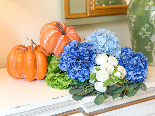 Harvest Hydrangea Pumpkin Mantel Collection