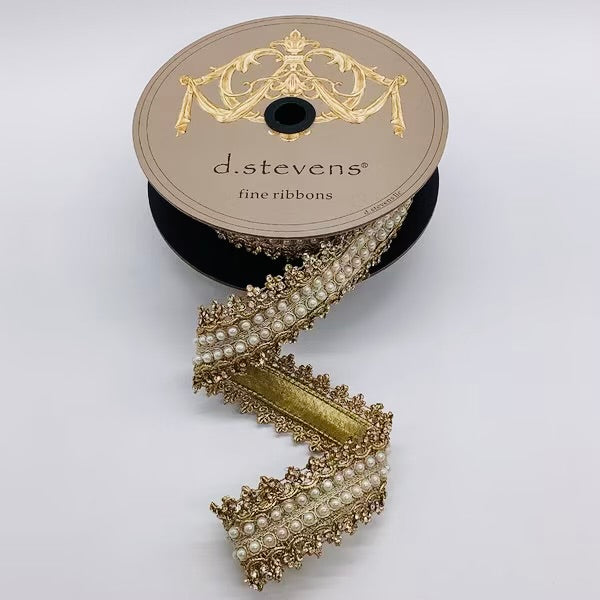 metallic jewel pearl countess trim, gold